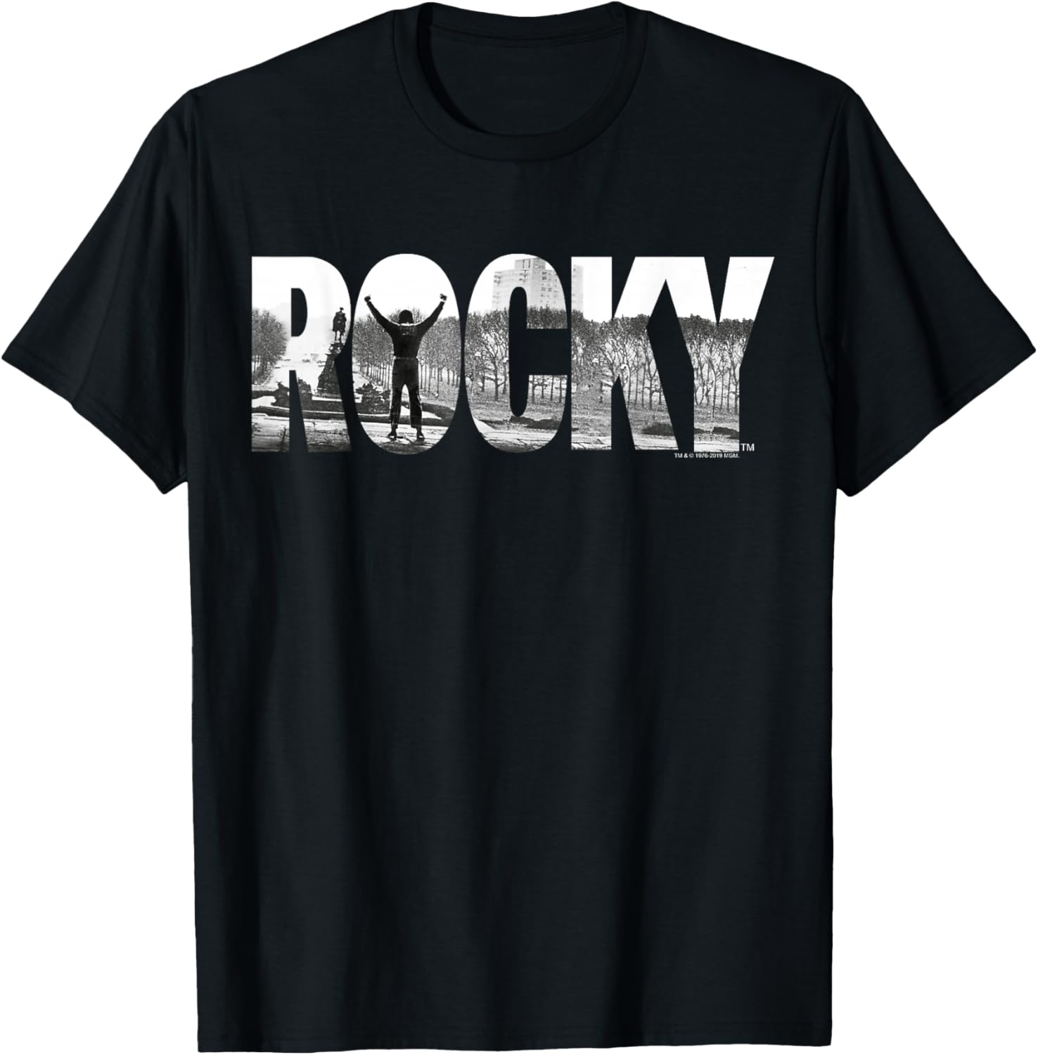 Rocky Black Classic Fit Cotton Crew Neck T-Shirt for Adults - Graphic Tee - 1