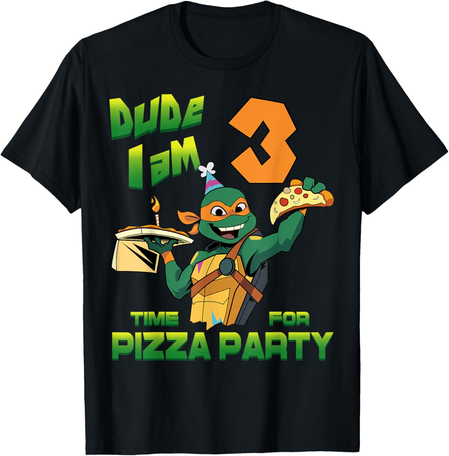 Mademark Teenage Mutant Ninja Turtles Mikey 3rd Birthday Pizza T-Shirt - 9