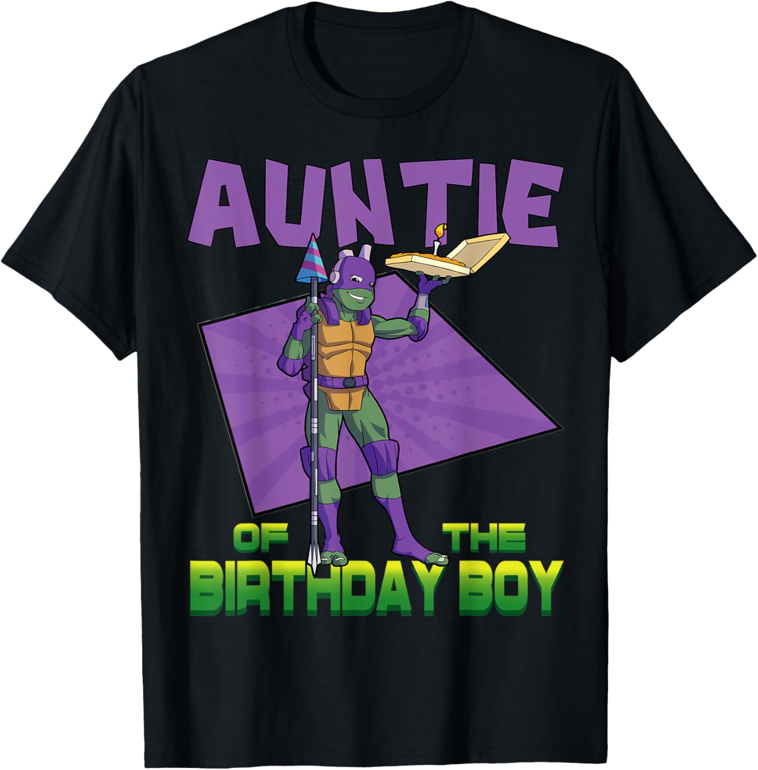 Mademark TMNT Donnie Auntie Birthday Pizza Party T-Shirt for Kids - 19
