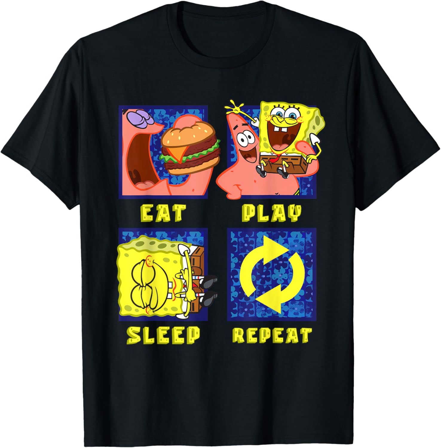 Mademark SpongeBob Eat Play Sleep Repeat Funny T-Shirt for Patrick Fans - 18