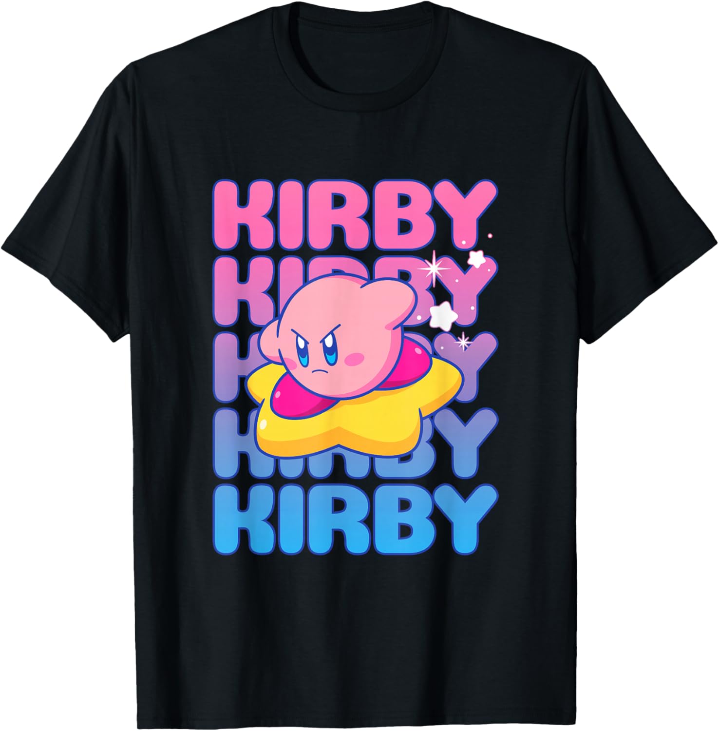 Kirby Nintendo Big Bubble Text Stack T-Shirt for Gamers and Fans - 19