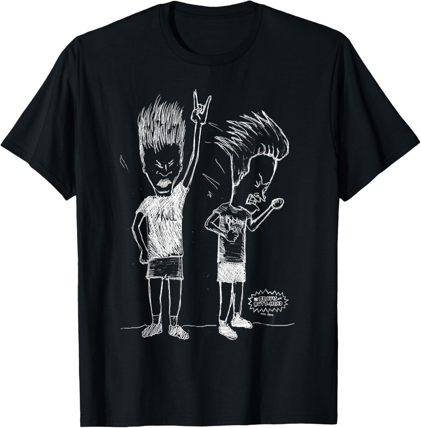 Beavis and Butt-Head Head Bang Sketch T-Shirt for Fun Casual Wear - 5