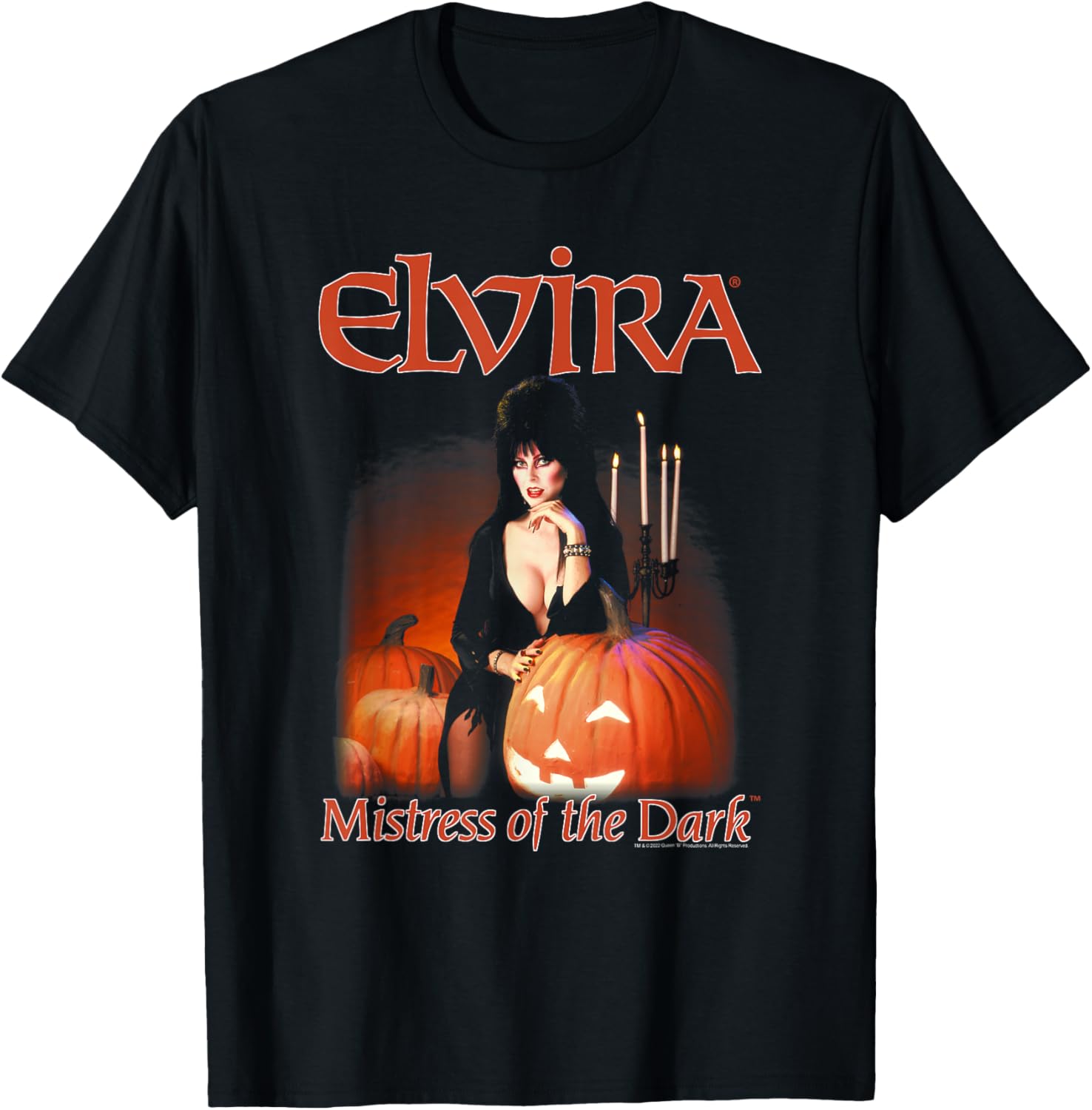 Elvira Mistress of the Dark Pumpkin Halloween Horror T-Shirt for Fans - 1