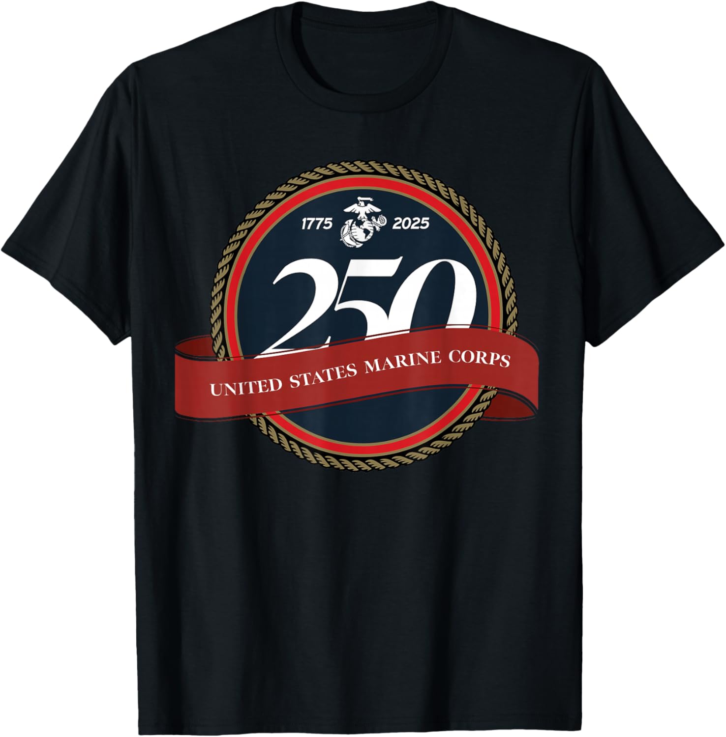 United States Marine Corps 250th Birthday Seal T-Shirt for Proud Fans - 1