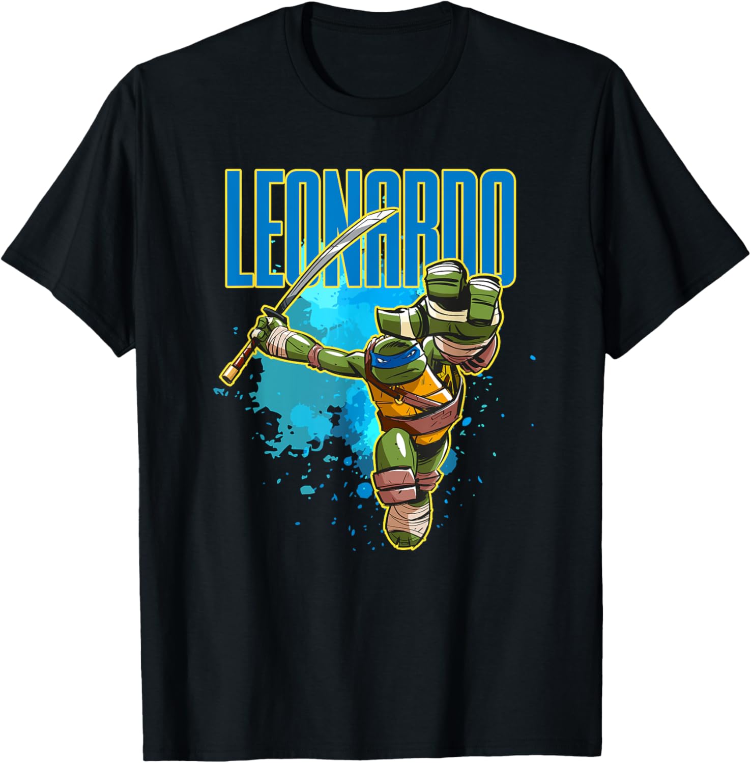Mademark Teenage Mutant Ninja Turtles Leonardo Blue Splatter T-Shirt - 4