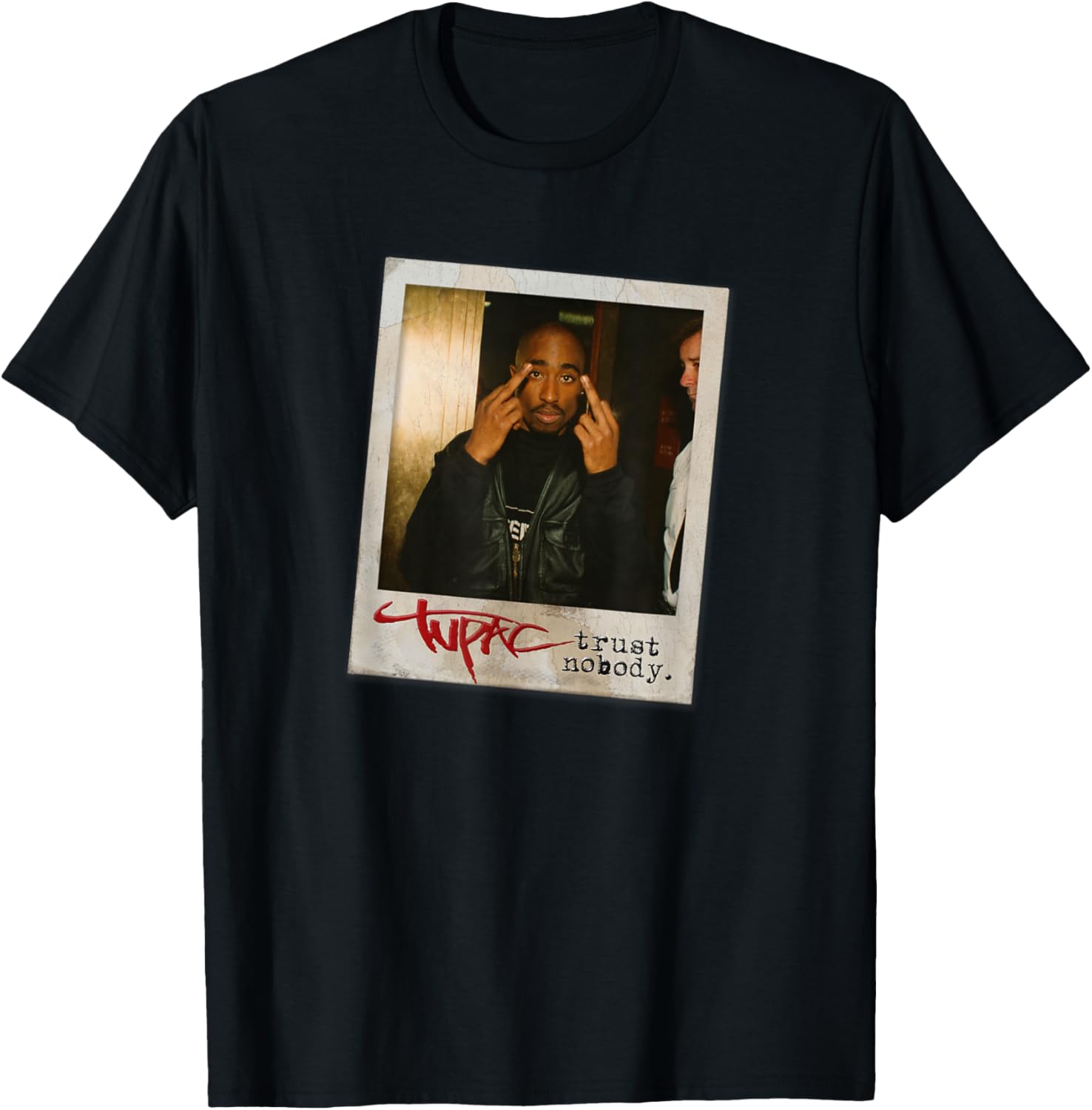 Tupac Shakur Trust Nobody Photo T-Shirt Unisex Short Sleeve Black Small - 1