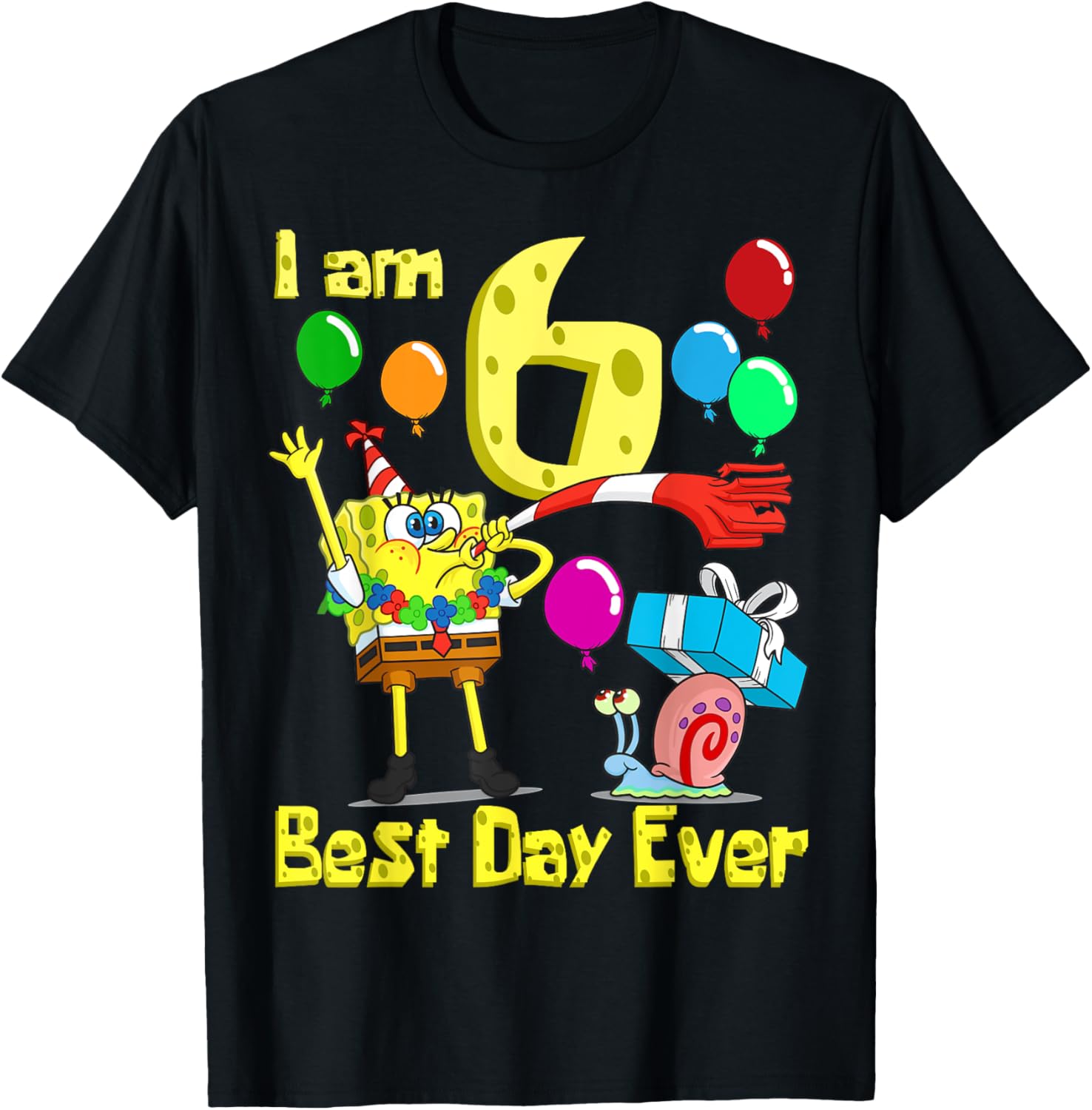 SpongeBob SquarePants Birthday T-Shirt for 6 Year Olds Fun Party Wear - 3