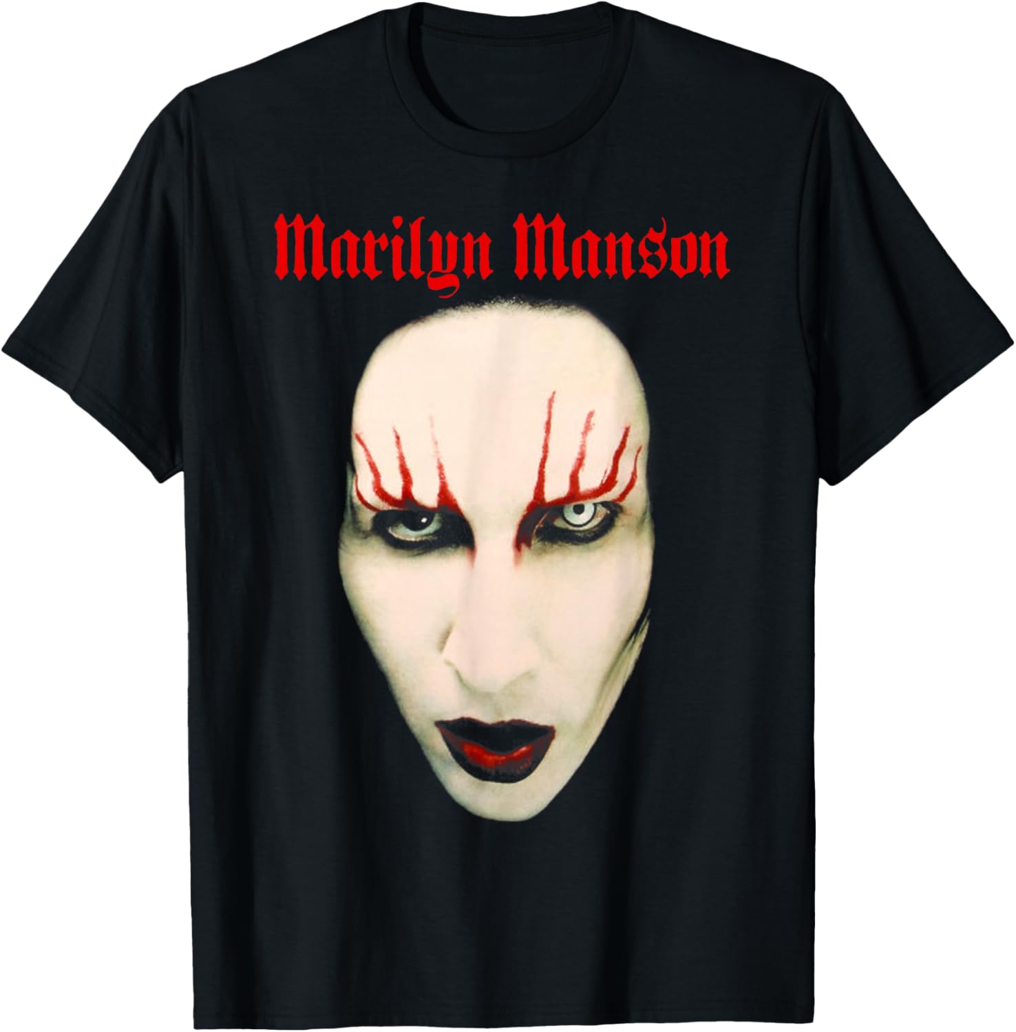 Marilyn Manson Big Face Red Lips T-Shirt for Bold Fashion Lovers - 1
