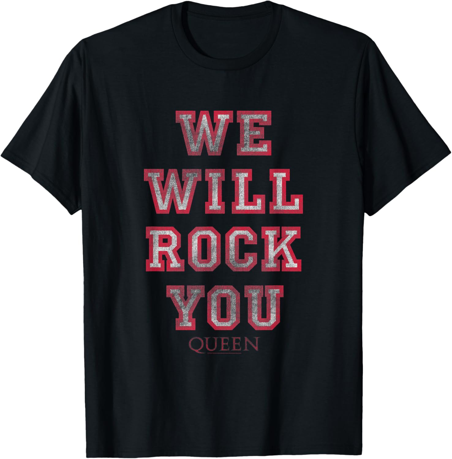 Queen We Will Rock You Block Letters T-Shirt for Fans and Music Lovers - 1