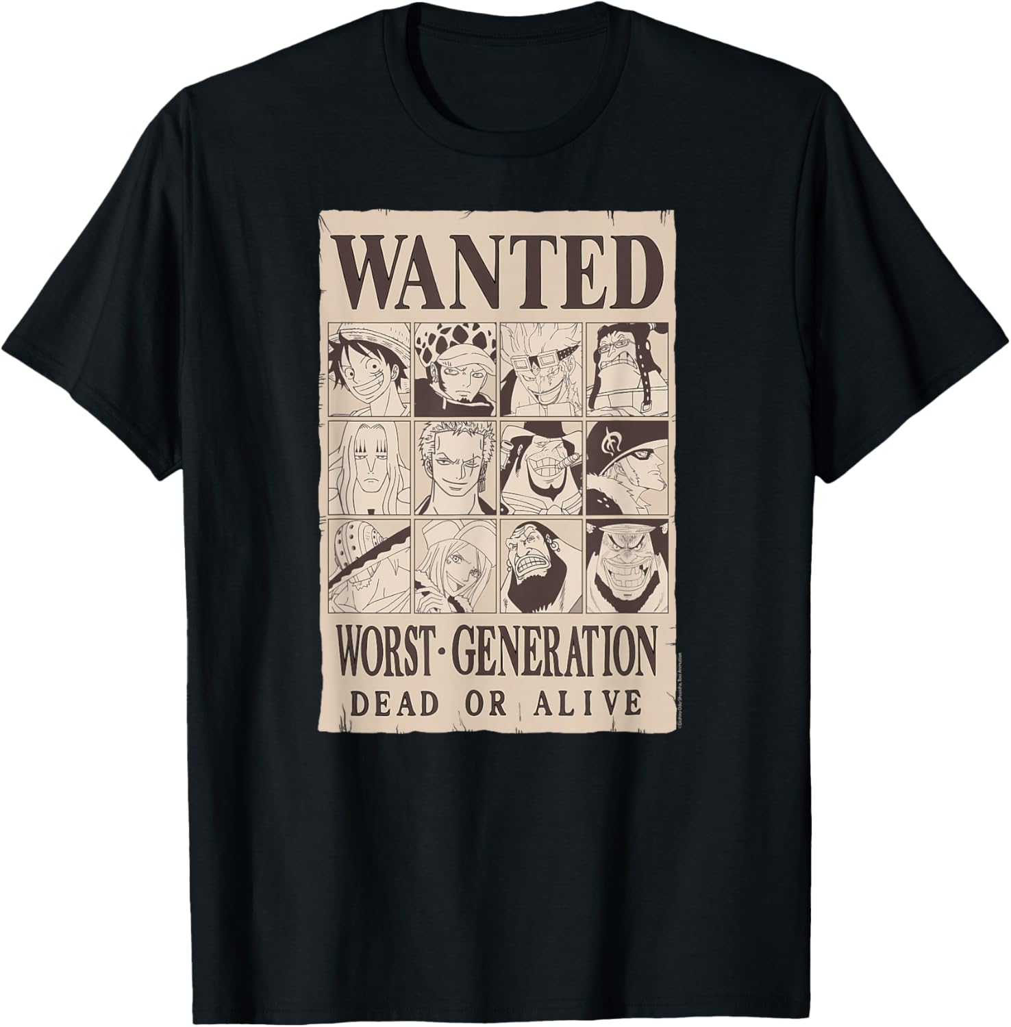 One Piece Anime Worst Generation Wanted Poster Collage T-Shirt for Fans - 2