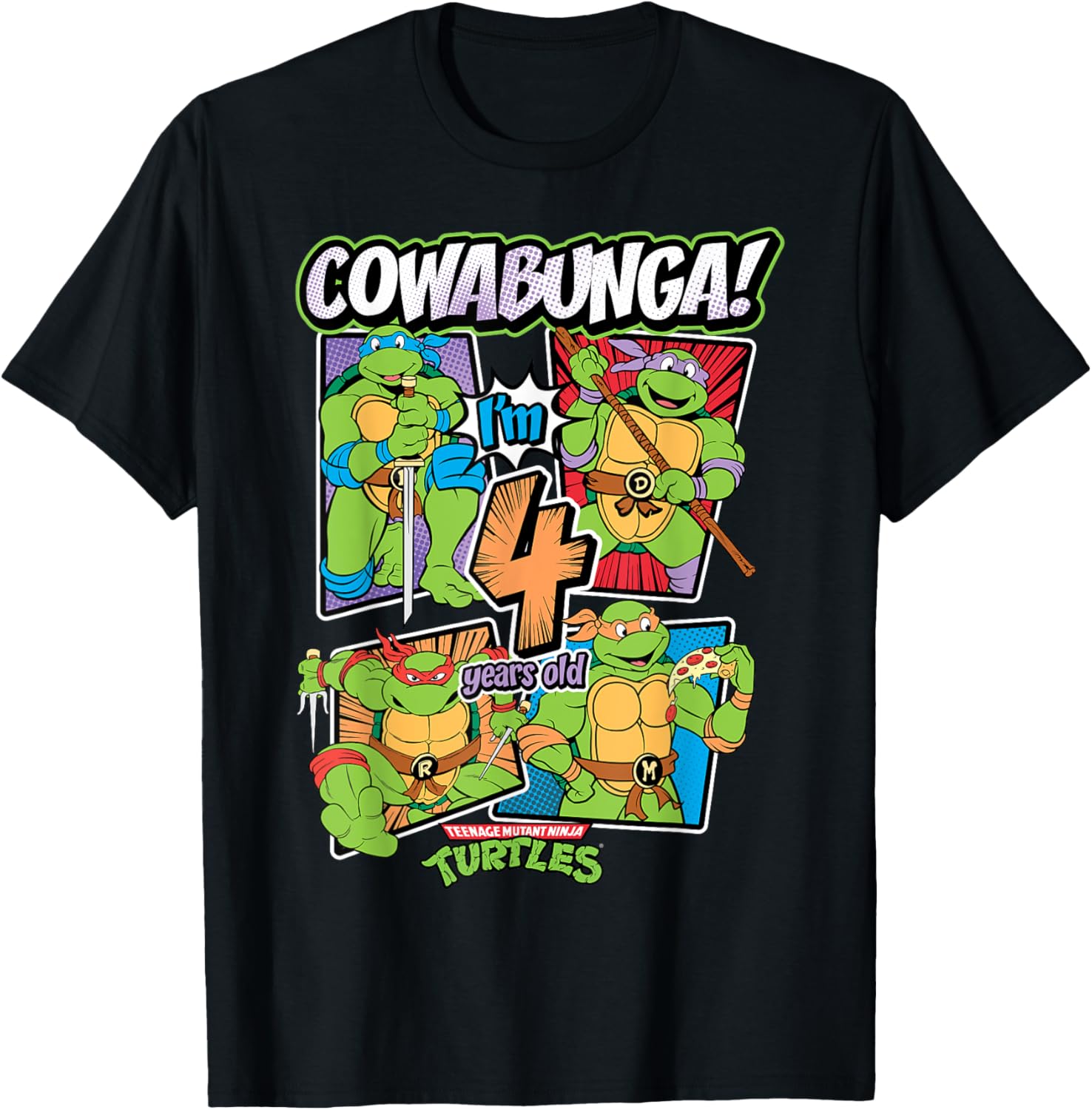 Cowabunga I'm 4 Years Old TMNT T-Shirt for Kids - Fun Ninja Turtles Apparel - 6
