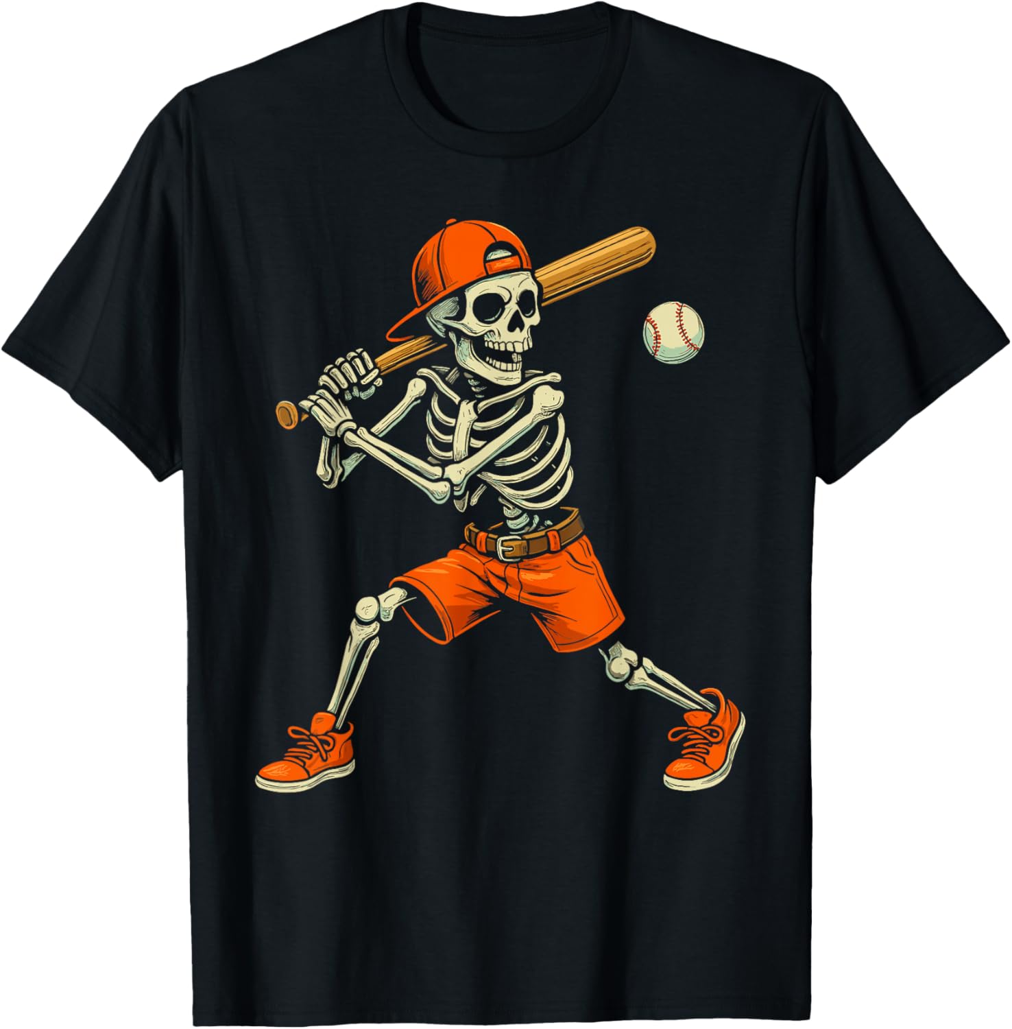 Funny Skeleton Baseball Halloween Costume T-Shirt for Kids and Men - 7