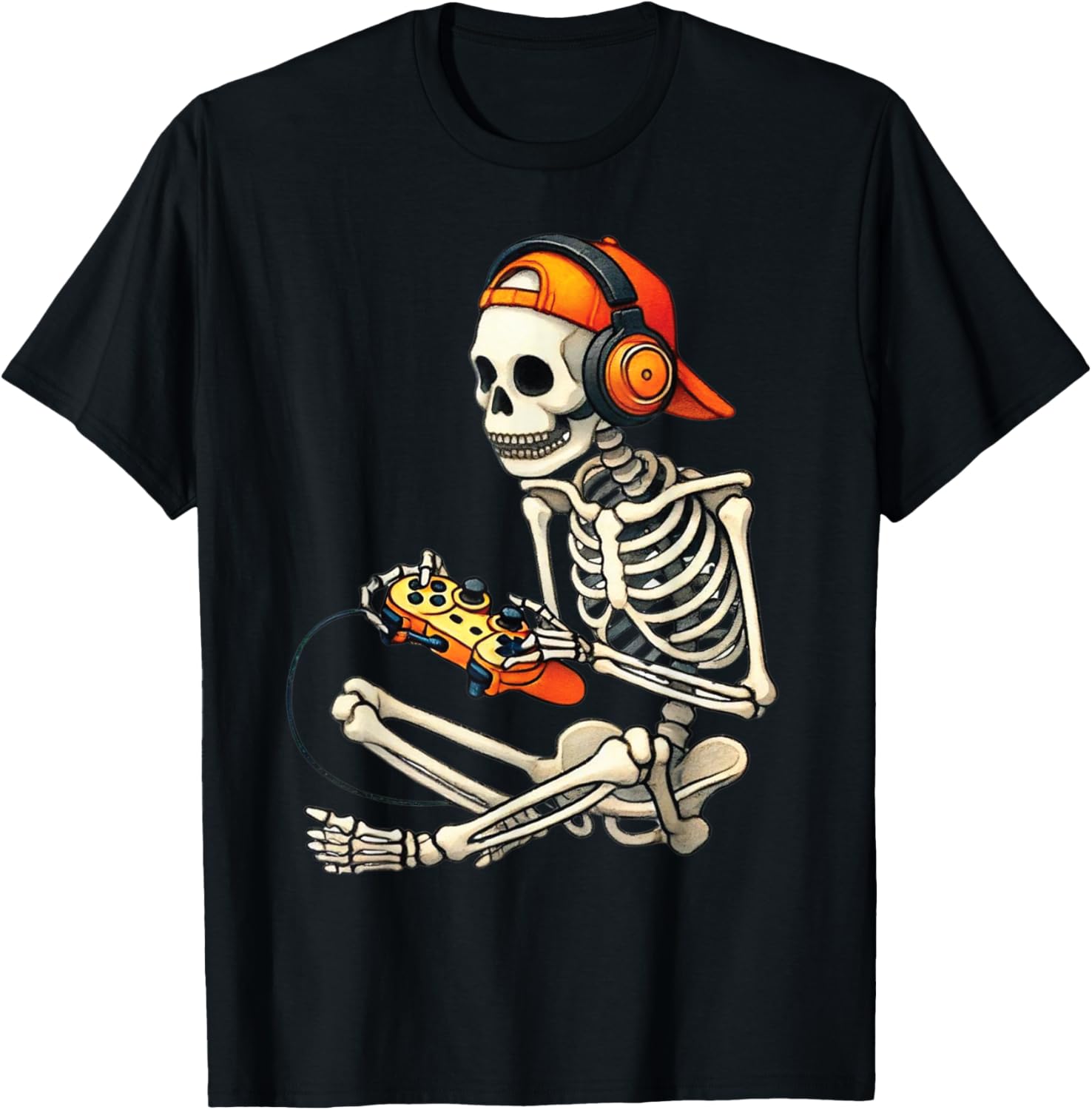 Cool Halloween Skeleton Gamer Tee for Boys and Men - Fun Graphic T-Shirt - 20