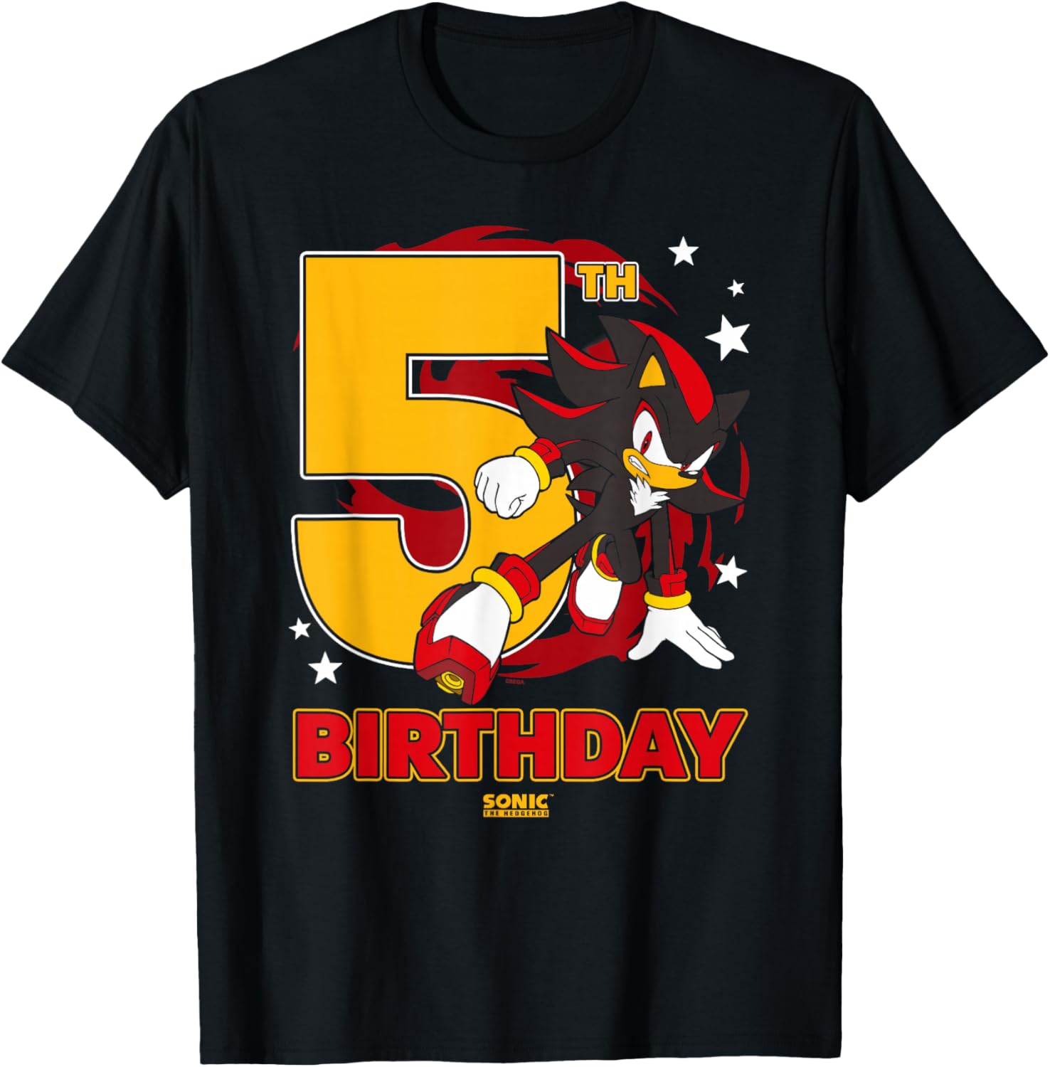Epic Sonic The Hedgehog 5th Birthday Shadow Logo T-Shirt for Kids - 3