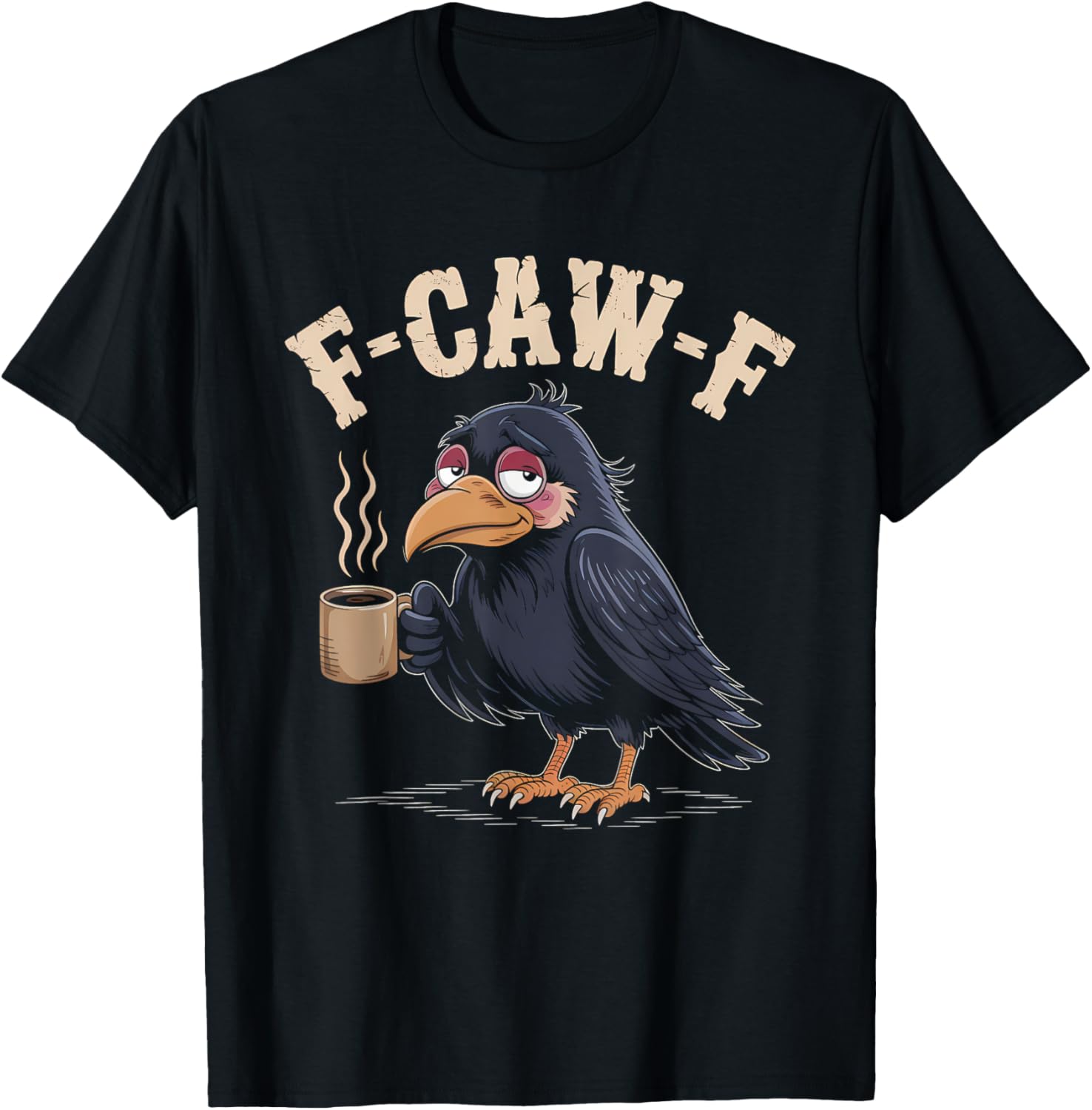 Funny Gothic Raven T-Shirt for Halloween Coffee Lovers and Caw Fans - 1
