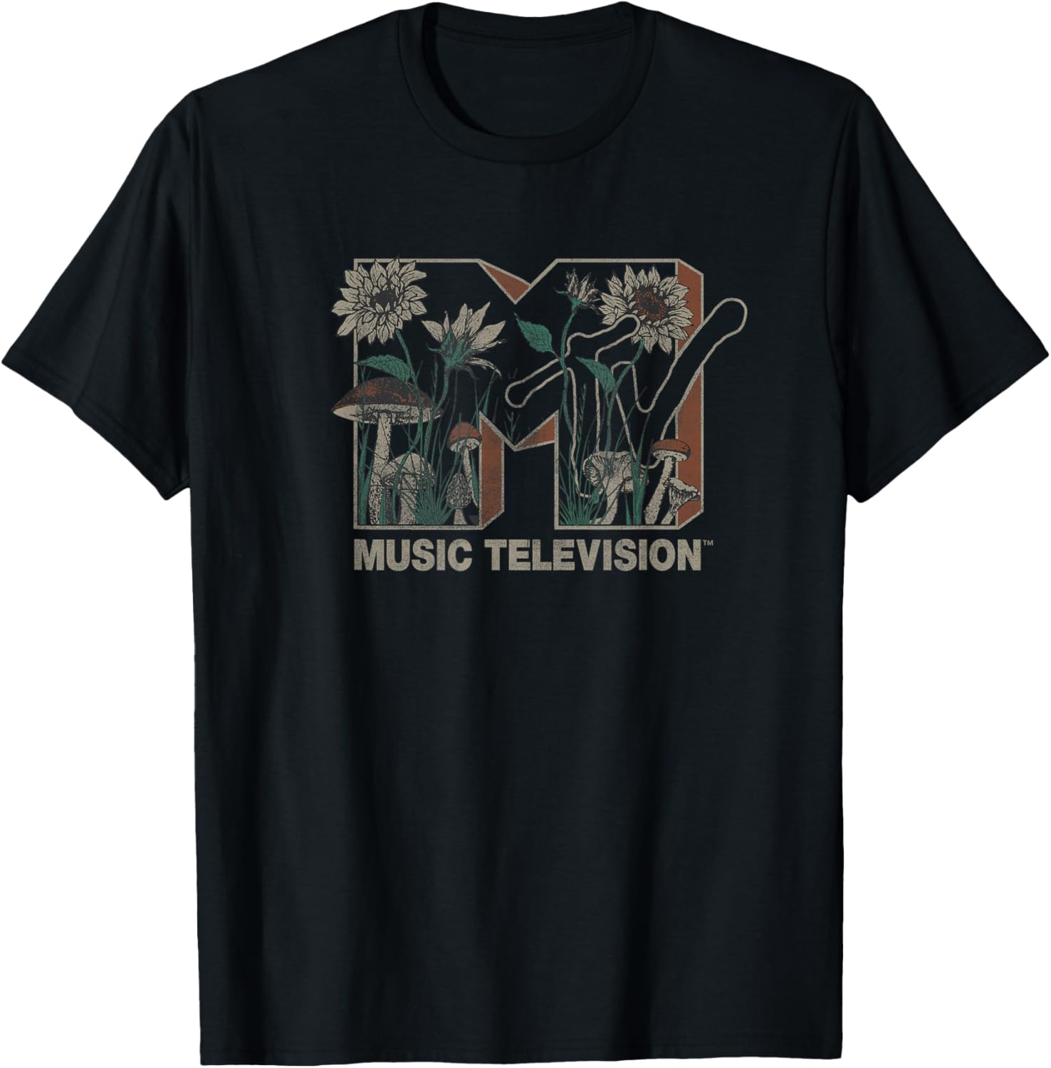 MTV Wild Flower Mushrooms Logo T-Shirt for Music Lovers and Fans - 4