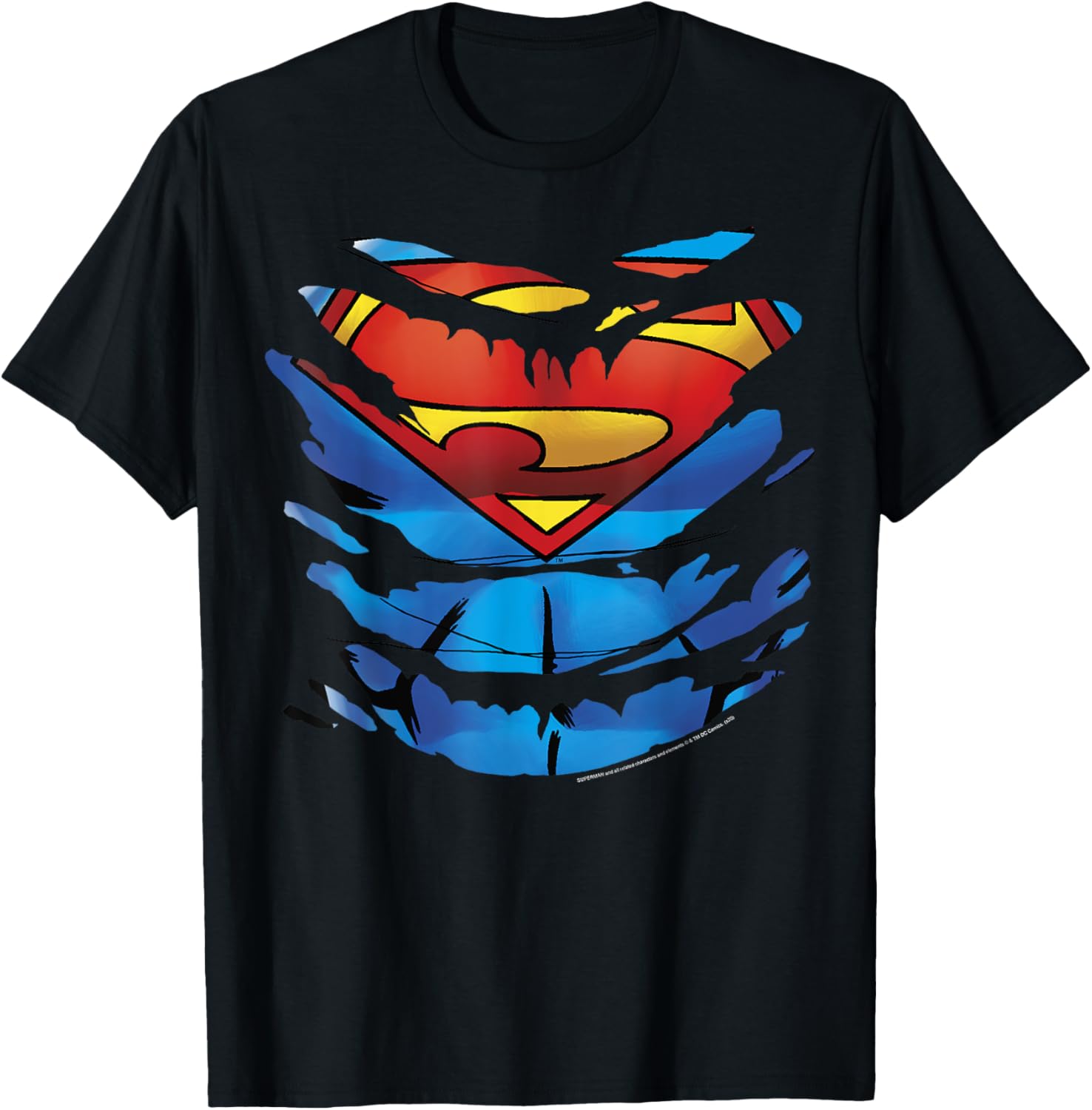 Superman Costume Rip Through T-Shirt for Fans of DC Comics Apparel - 7