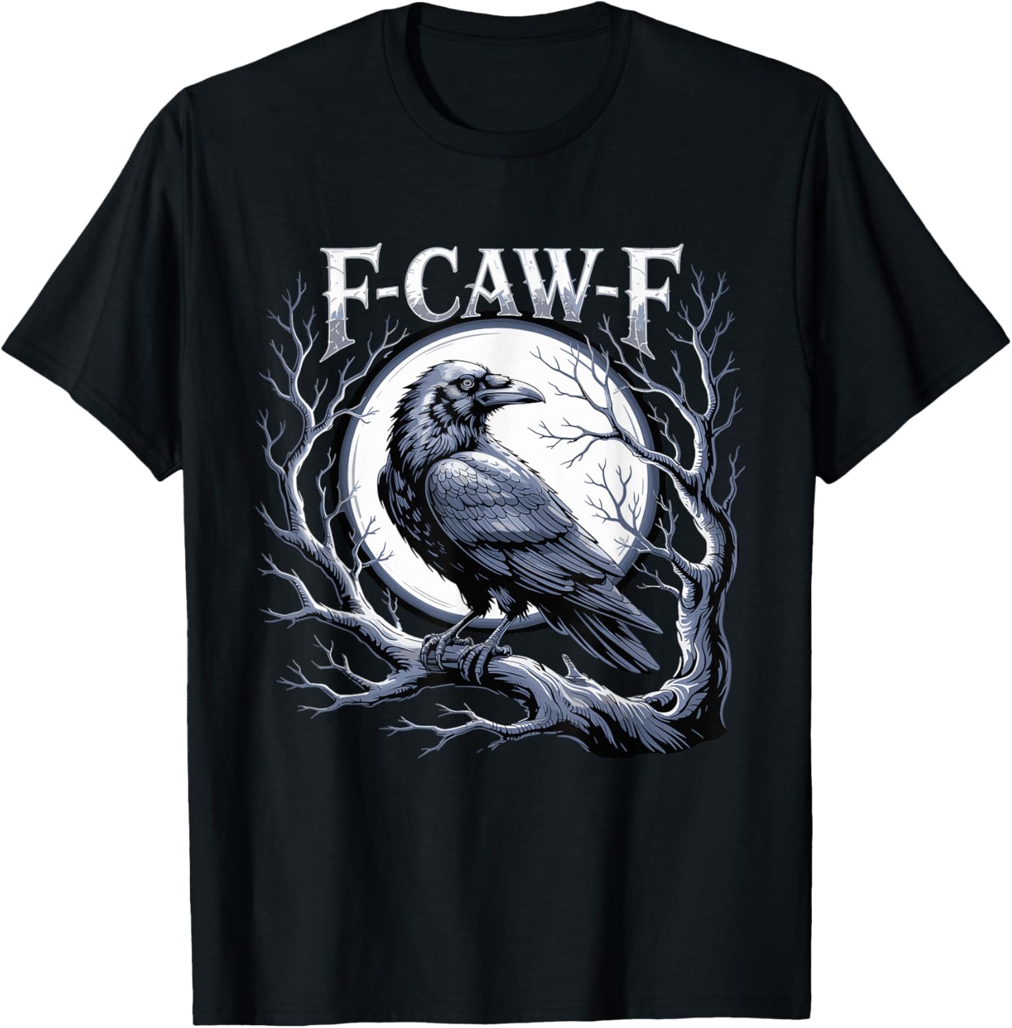 Gothic Raven Moon Halloween T-Shirt for Black Crow Bird Lovers - 1