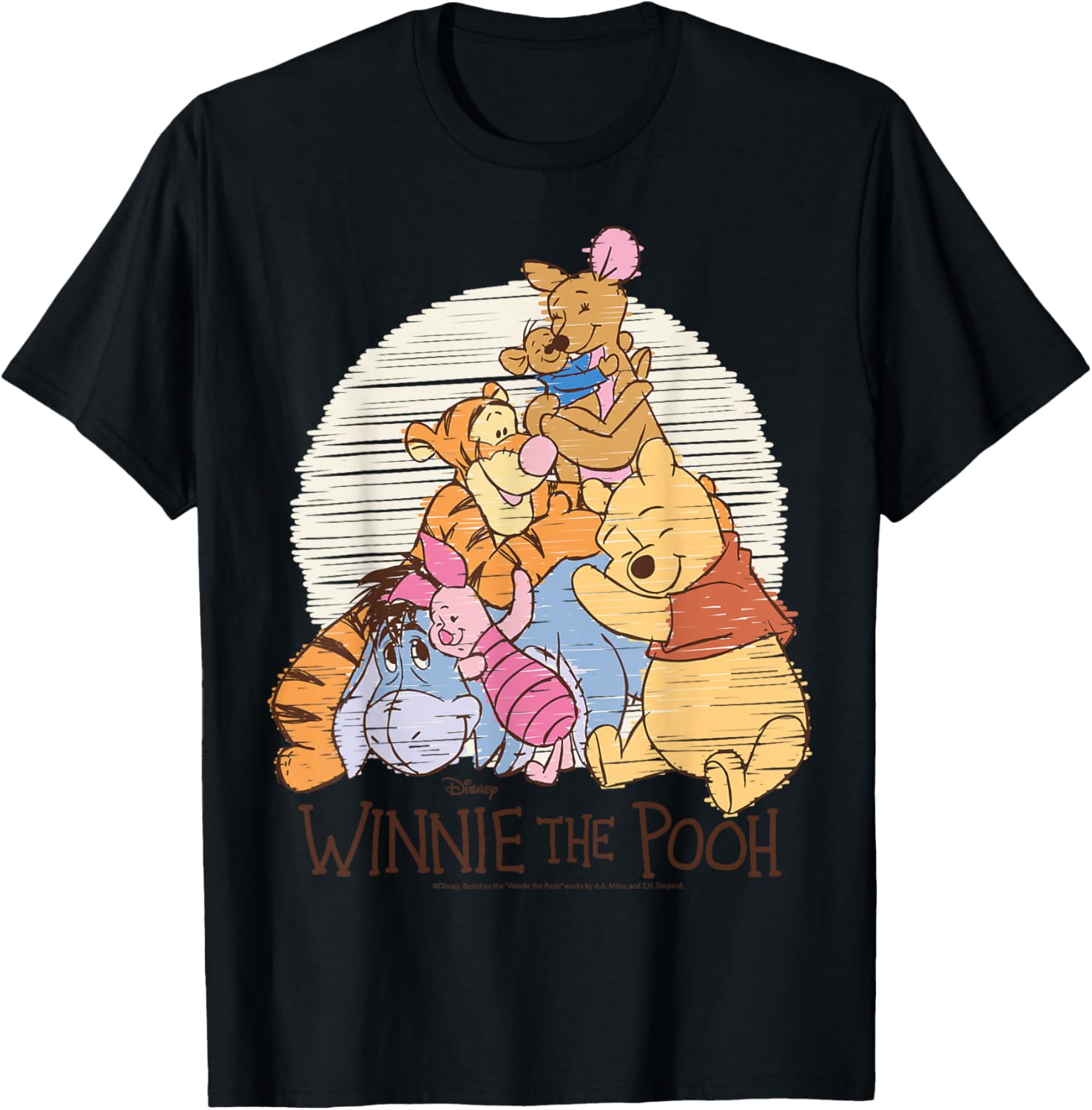 Winnie The Pooh Characters Hug T-Shirt for Kids and Adults Fun Wear - 10