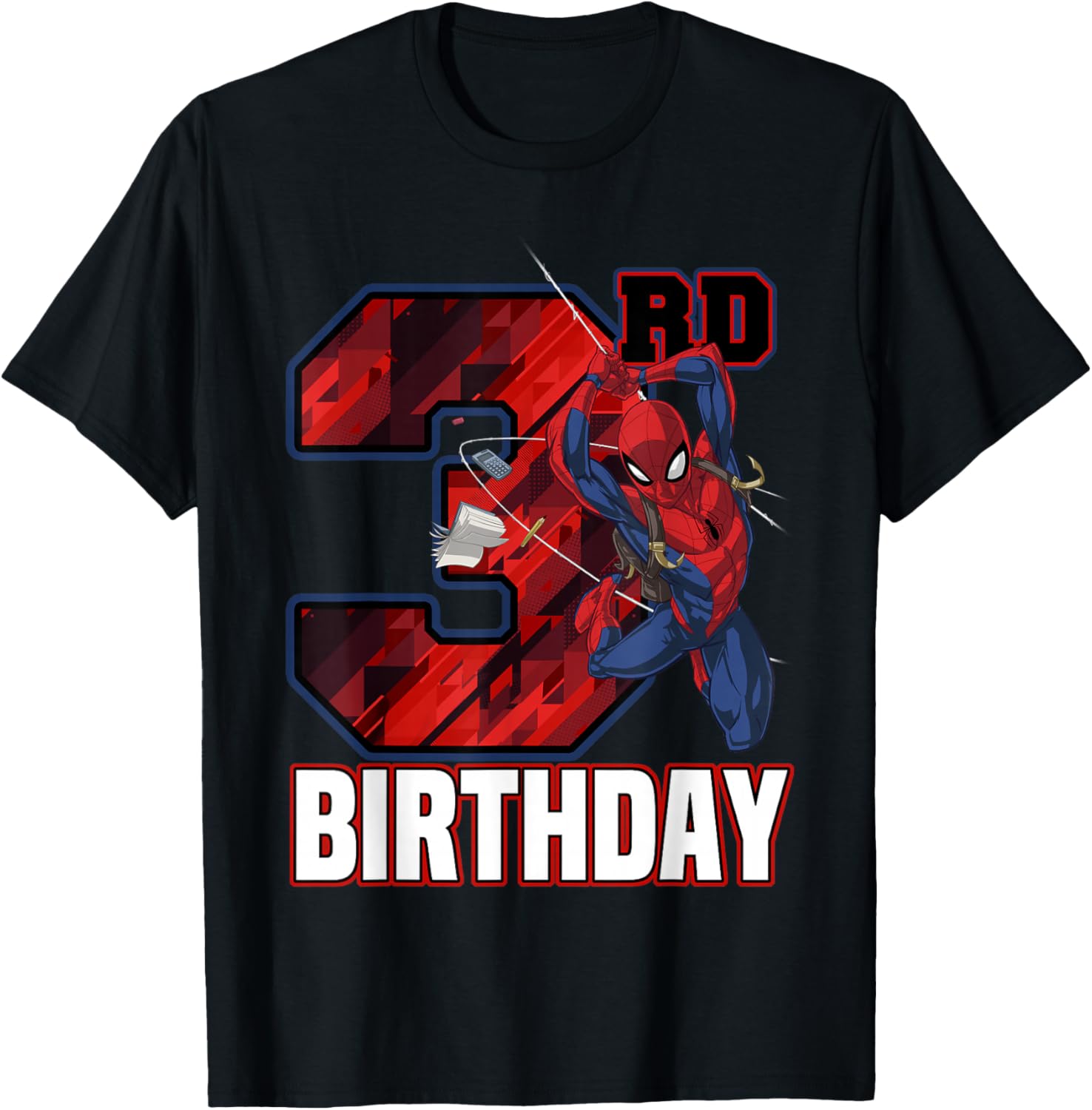 Spider-Man Web Swing 3rd Birthday T-Shirt for Kids Fun Party Wear - 5