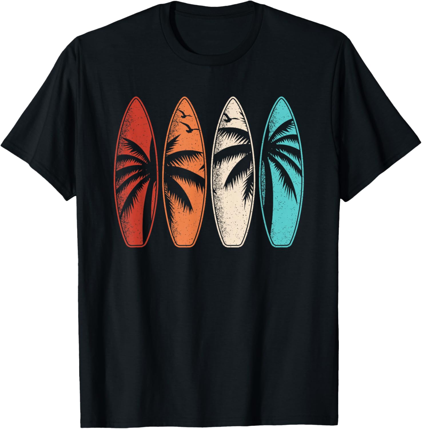 Tropical Hawaii Surfing Palm Tree Retro Surfboard T-Shirt Design - 11