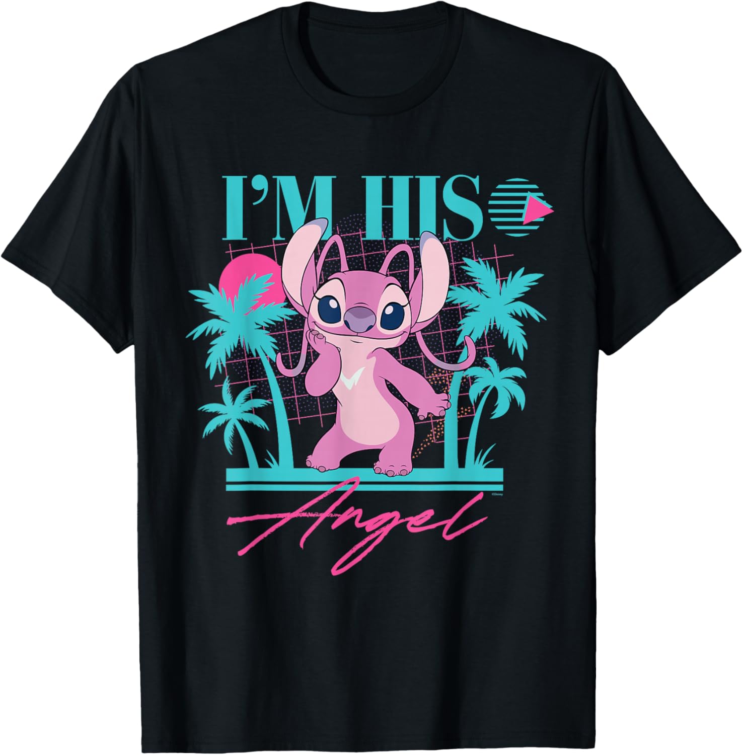 Disney Stitch Retro 90s Couples Matching I'm His Angel T-Shirt Fun Gift - 17