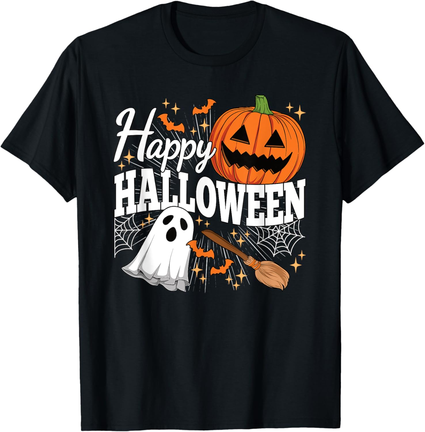 Happy Halloween Ghost Pumpkin Tee for Men, Women, and Kids - 1