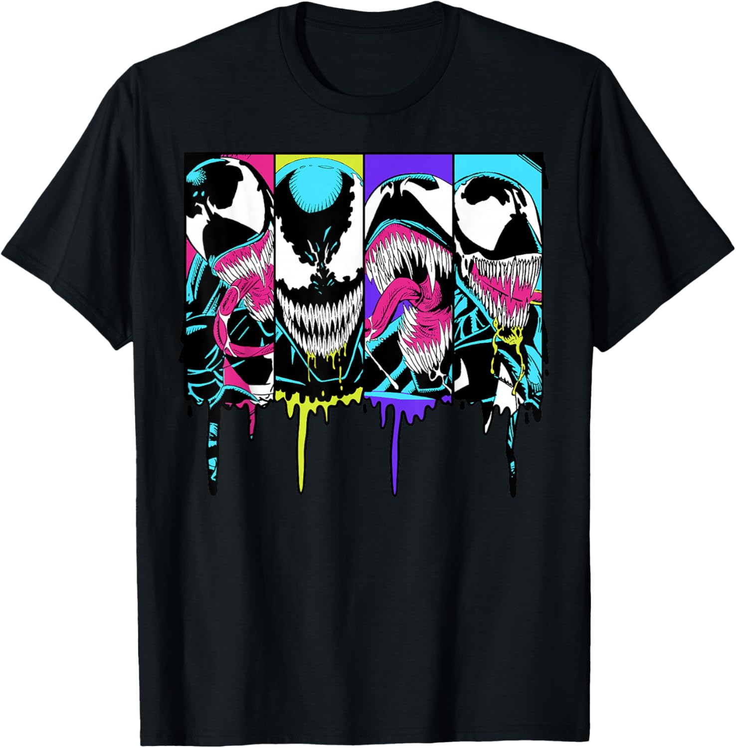 Colorful Marvel Venom Dripping Comic Panel T-Shirt for Fans and Collectors - 12