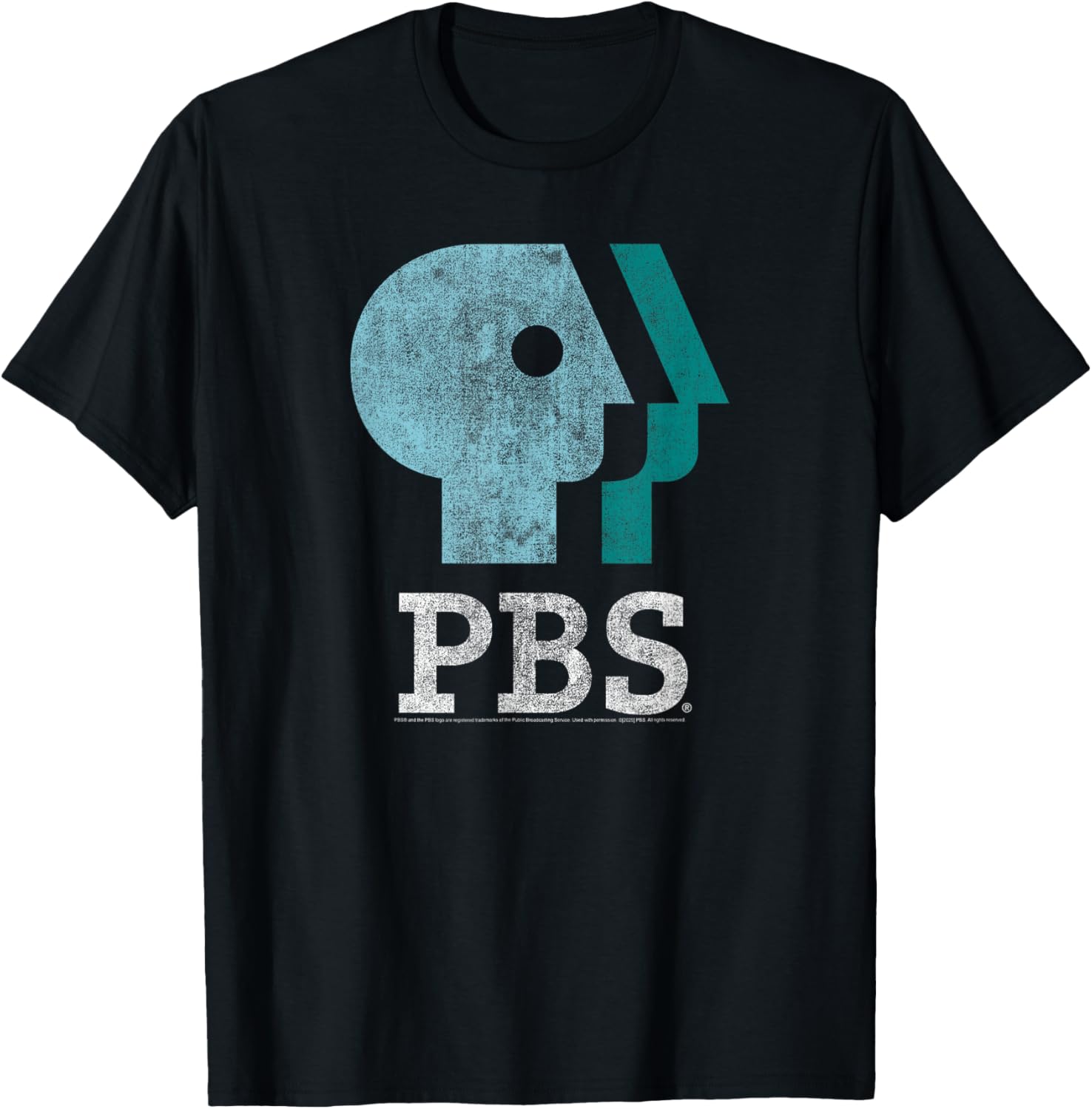 PBS Blue Teal and White Logo T-Shirt for Public Broadcasting Fans - 1