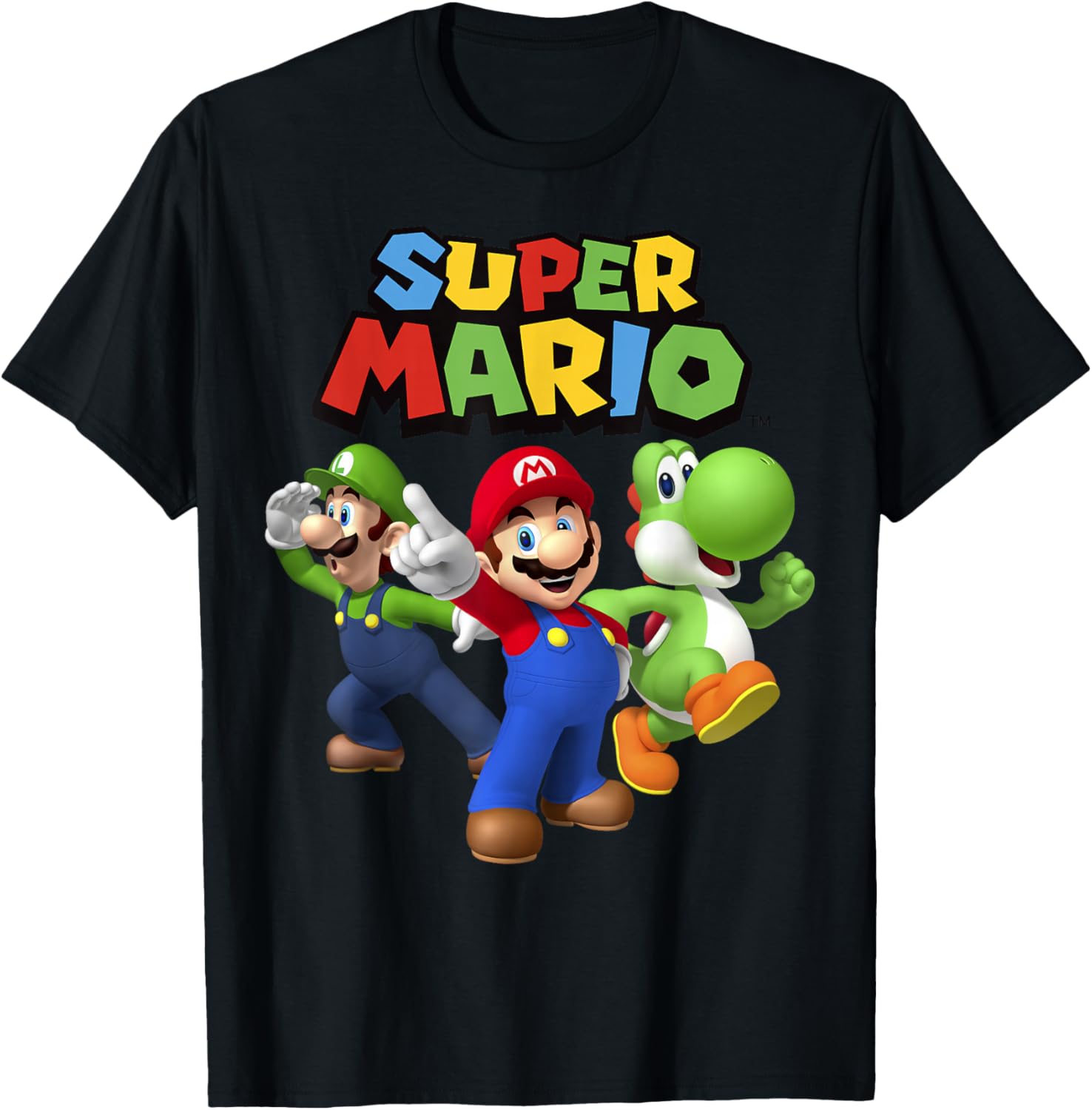 Super Mario Group Shot T-Shirt Featuring Luigi and Yoshi Fun Design - 10