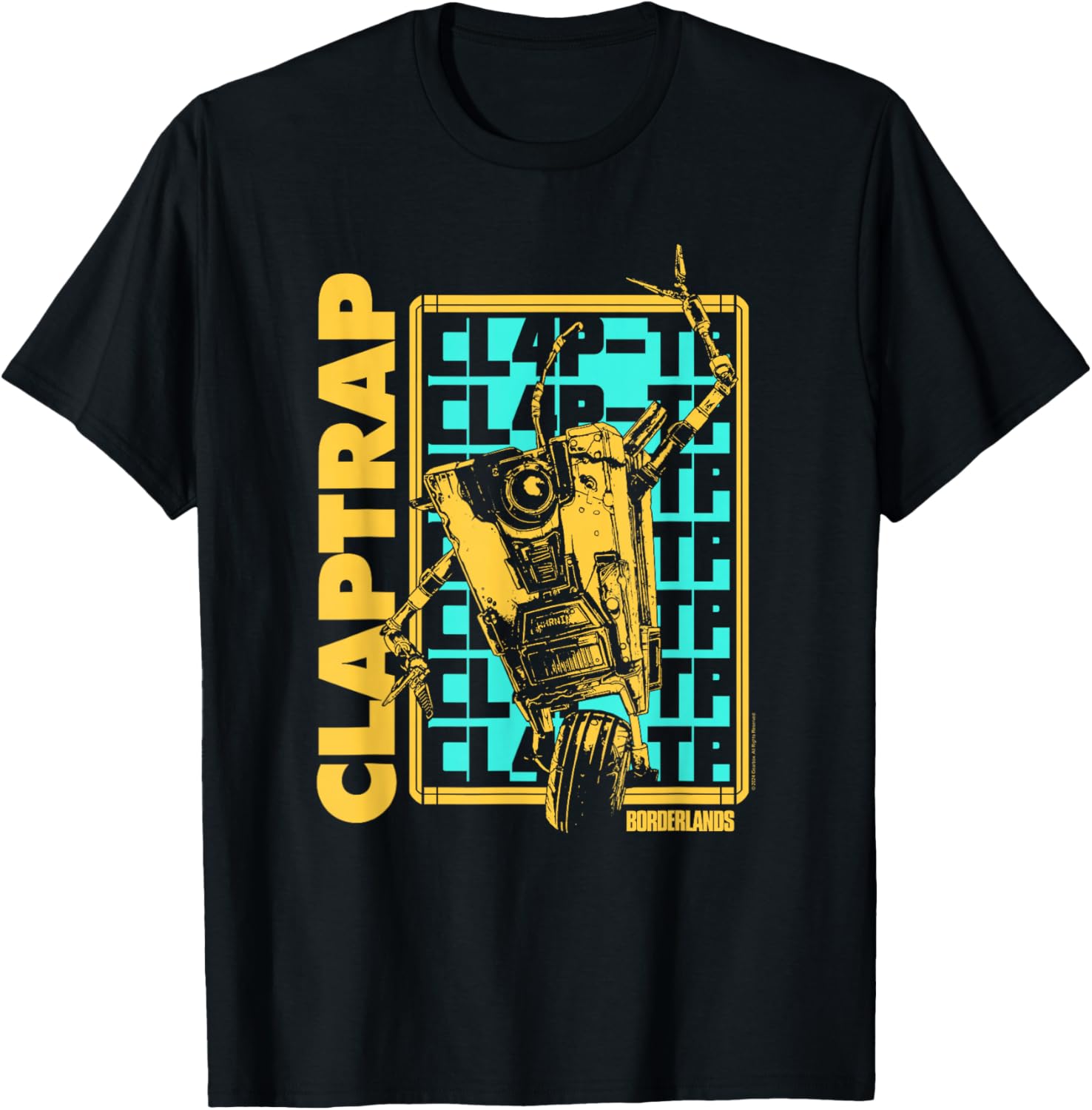 Borderlands Claptrap Repeating Text Tee Fun Video Game T-Shirt for Gamers - 1