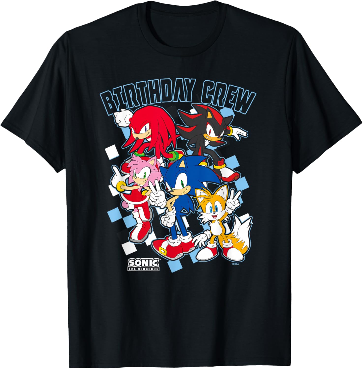 Sonic the Hedgehog Birthday Group Shot Big Logo T-Shirt for Fans - 6