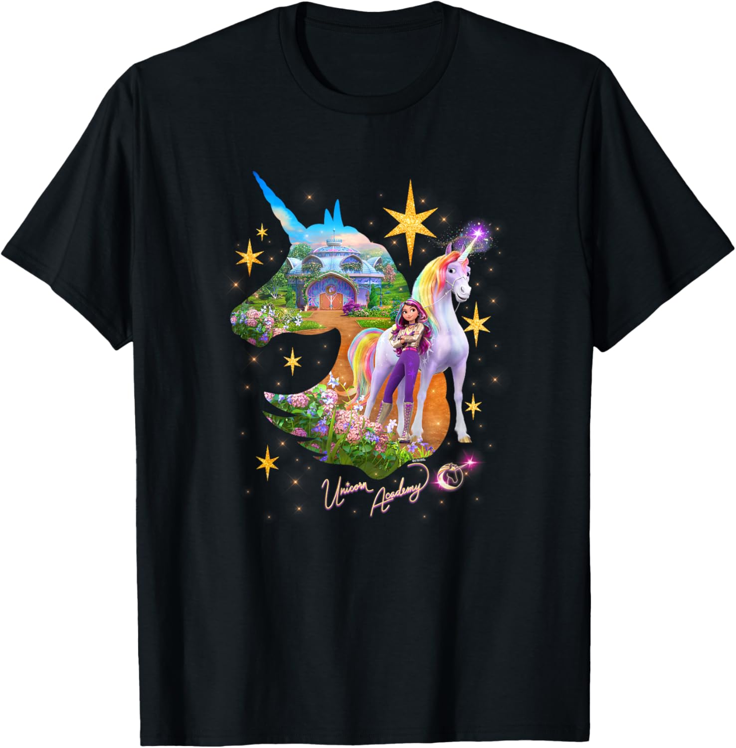 Unicorn Academy Sparkle Graphic Logo T-Shirt for Kids and Teens - 2