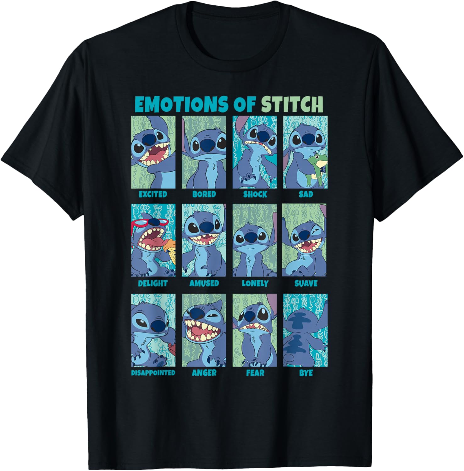Disney Lilo & Stitch Emotions Stitch Box Up Panels T-Shirt for Fans - 3