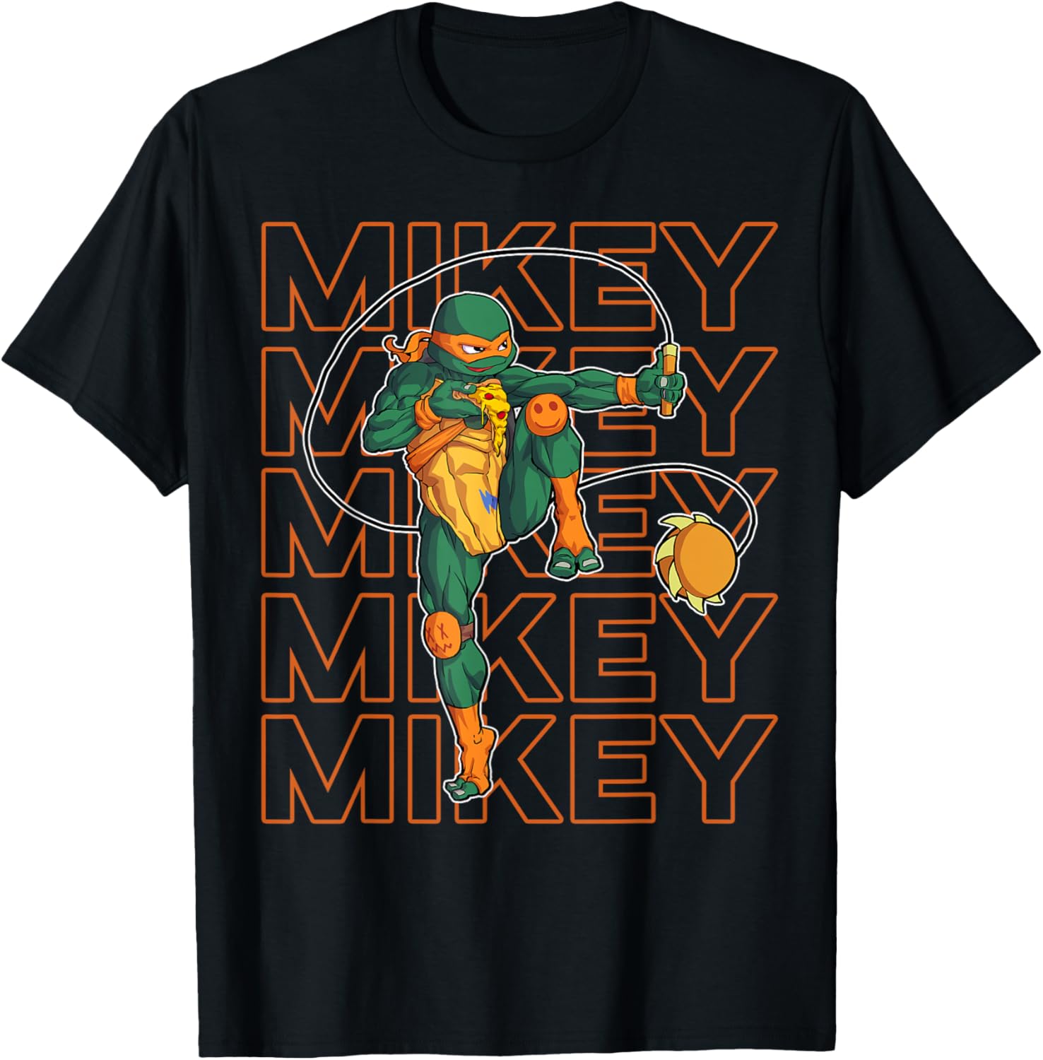 Mademark Ninja Turtles Michelangelo Kusari Fundo Pizza T-Shirt for Fans - 8