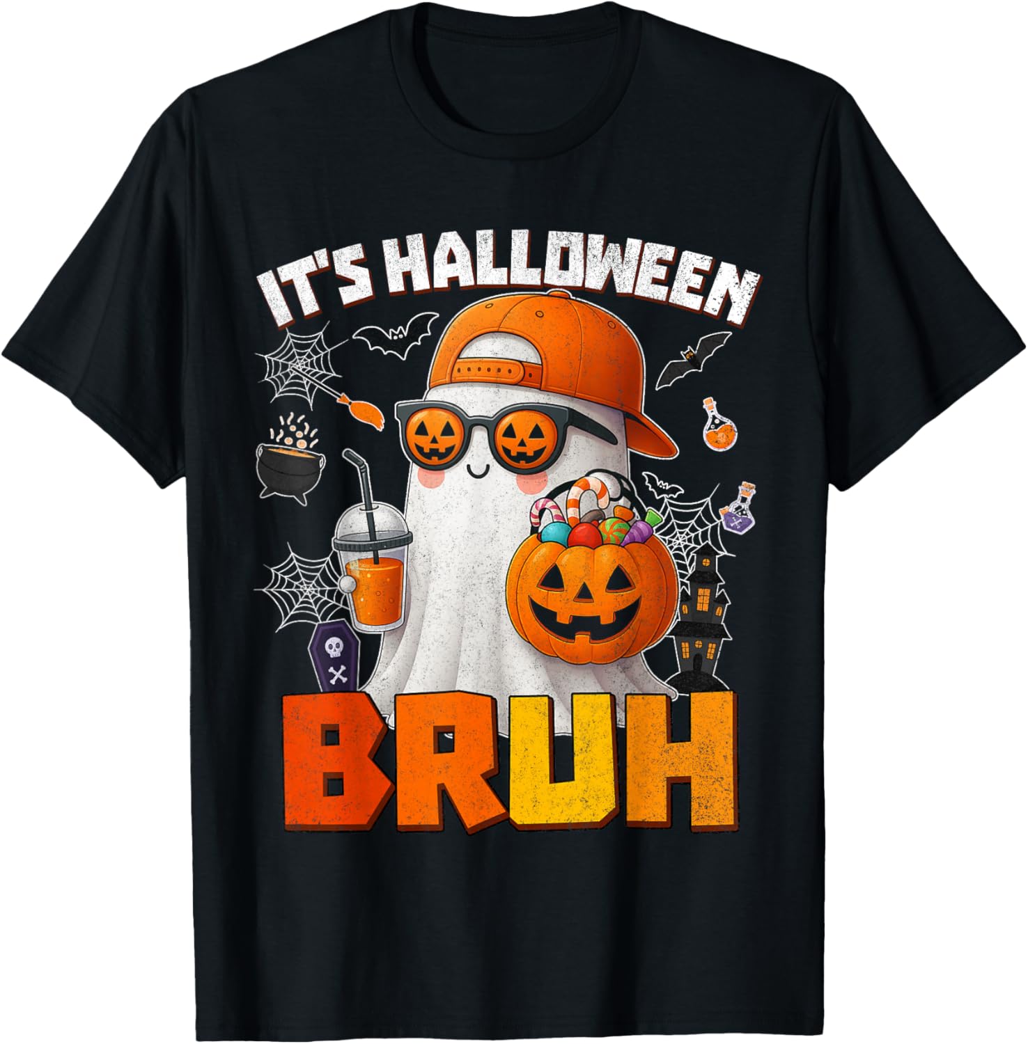 Funny Halloween Boo Ghost Pumpkin Costume T-Shirt for Kids and Men - 17