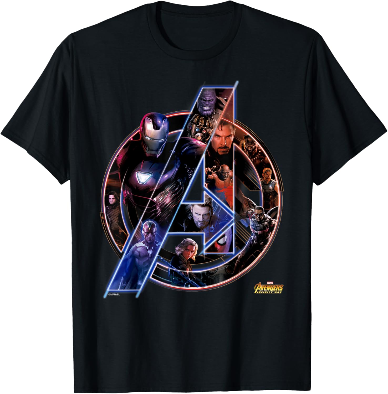 Marvel Avengers Infinity War Neon Team Short Sleeve T-Shirt for Fans - 1