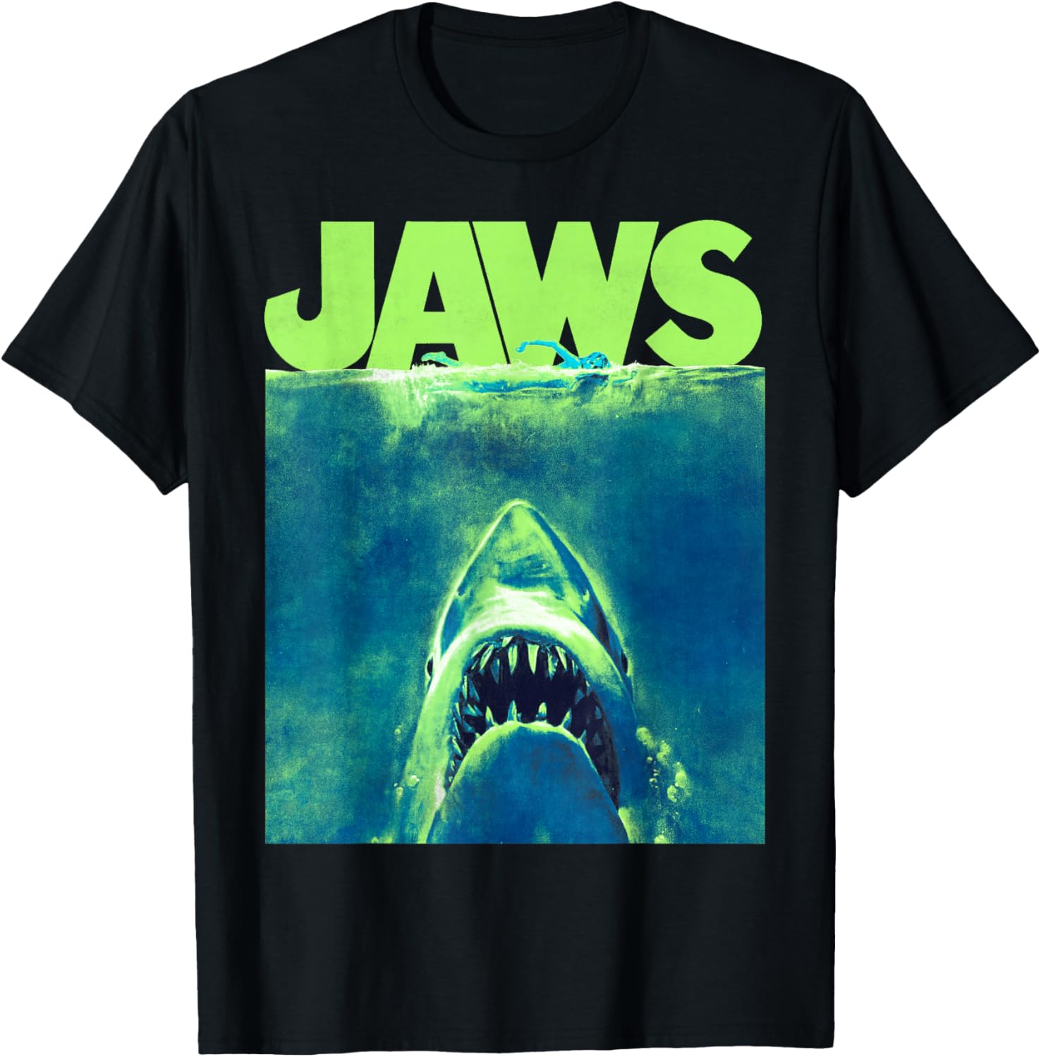 Jaws Surfacing Neon Poster Logo T-Shirt for Surf and Beach Lovers - 5