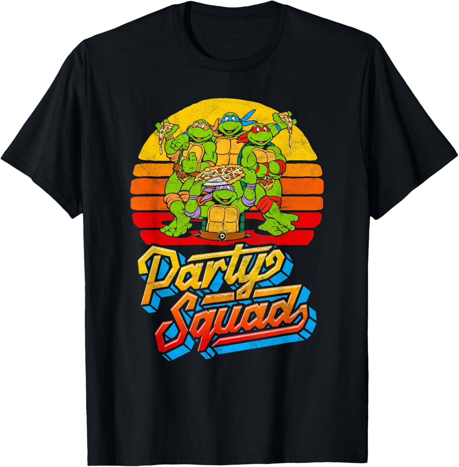 Mademark TMNT Vintage 80s Pizza Friends Distressed T-Shirt for Fans - 3