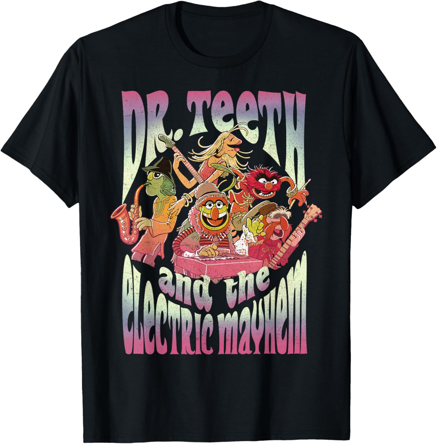 Disney Muppets Dr. Teeth Electric Mayhem T-Shirt Fun Graphic Tee - 9