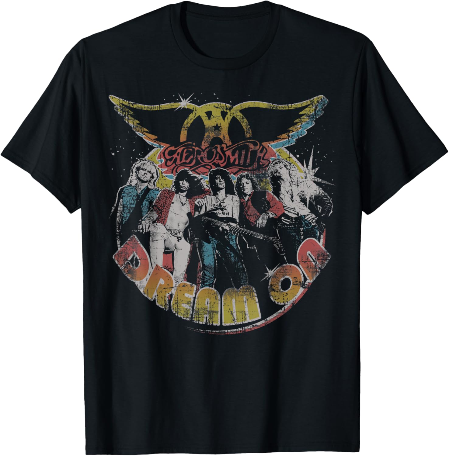 Aerosmith Dream On Portrait T-Shirt for Unisex Adults in Black - 3