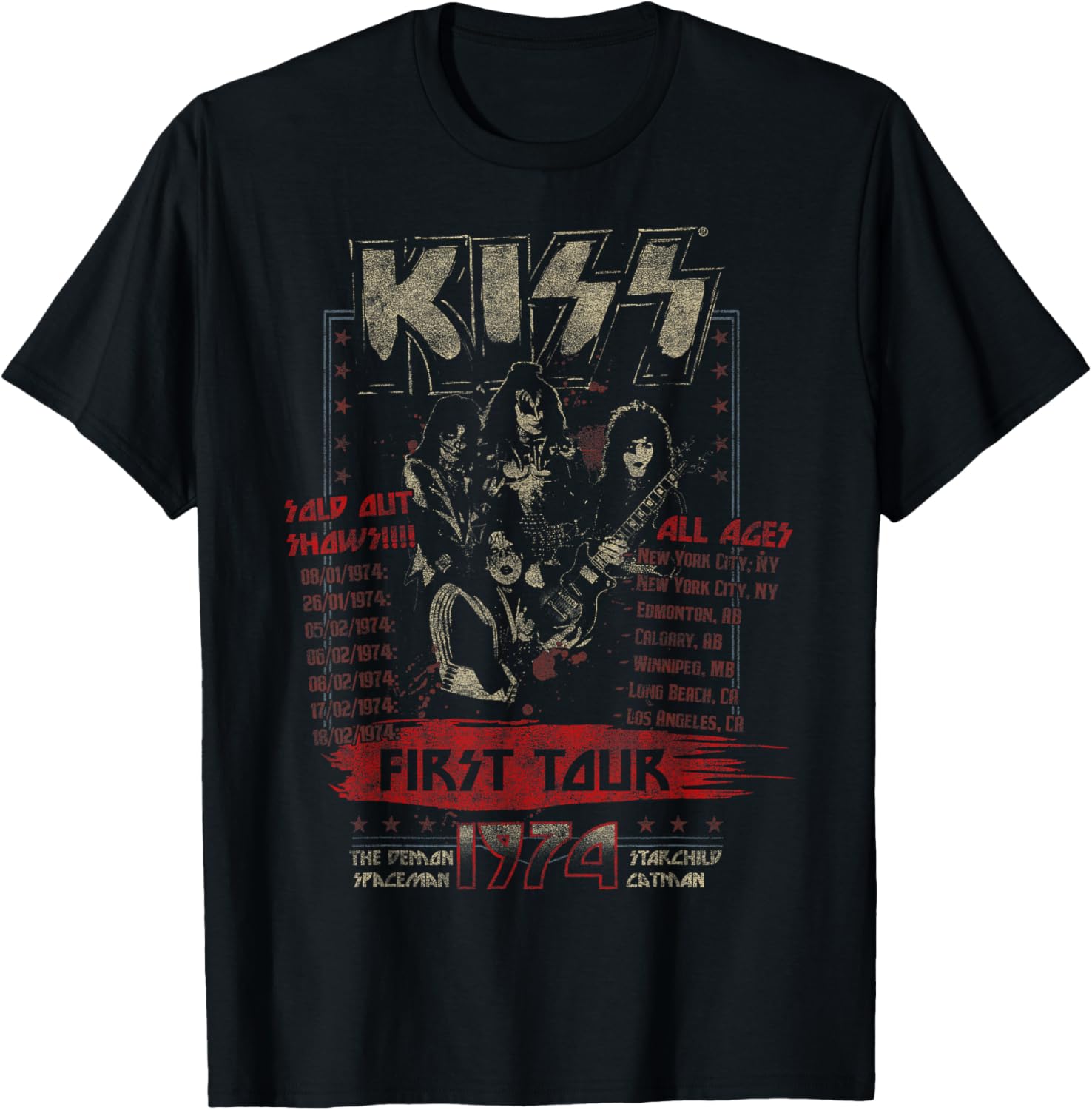 KISS Classic Fit First Tour T-Shirt for Fans - Black Short Sleeve Tee - 2