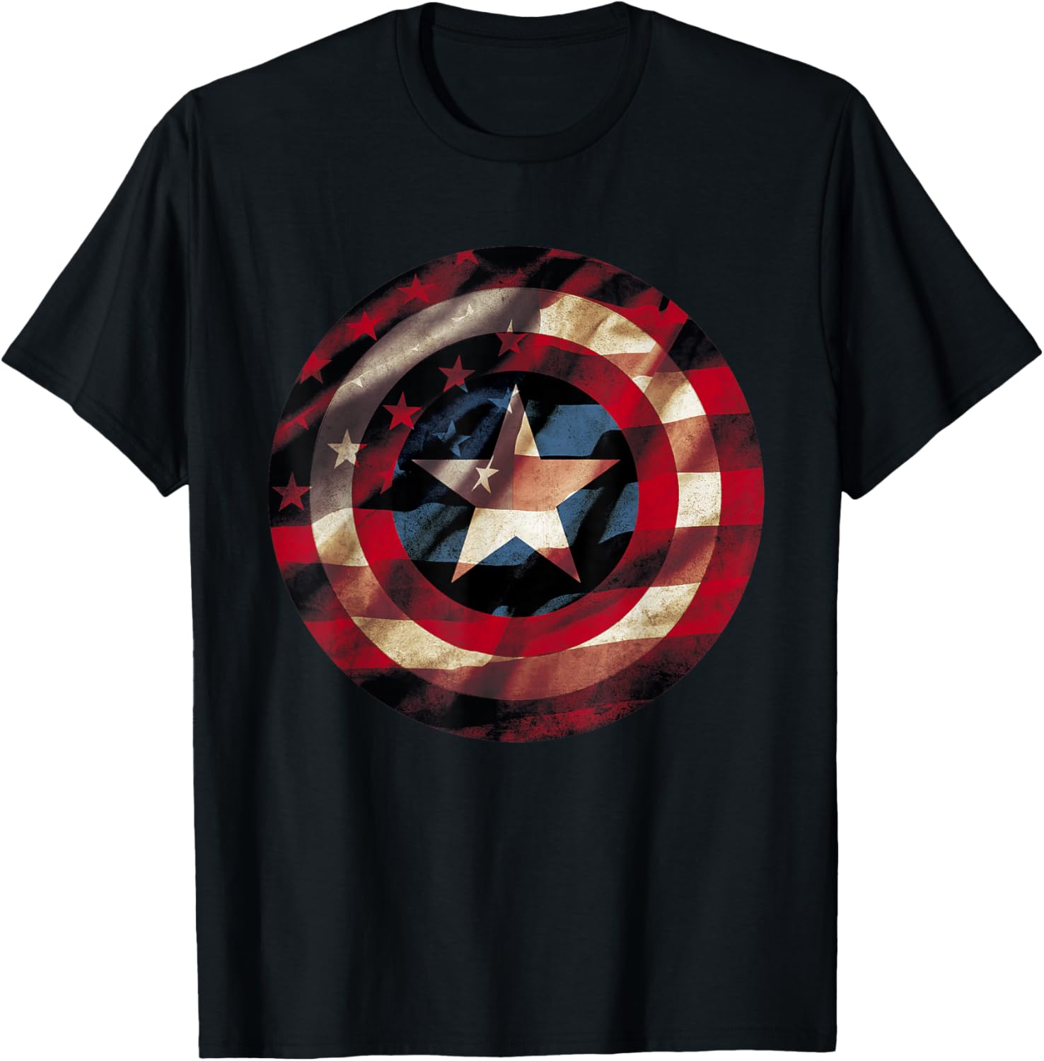 Captain America Graphic T-Shirt with Flag Fill Shield Design for Fans - 4