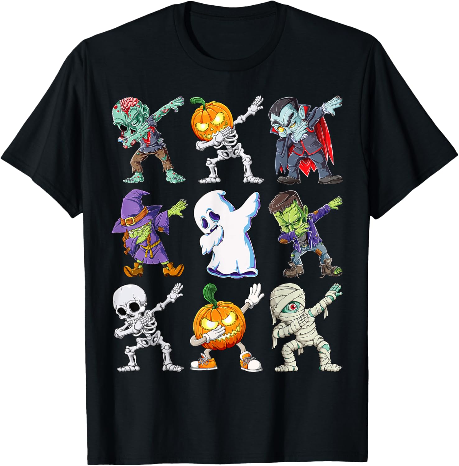 Cool Dabbing Halloween Skeleton Zombie Pumpkin T-Shirt for Boys - 1