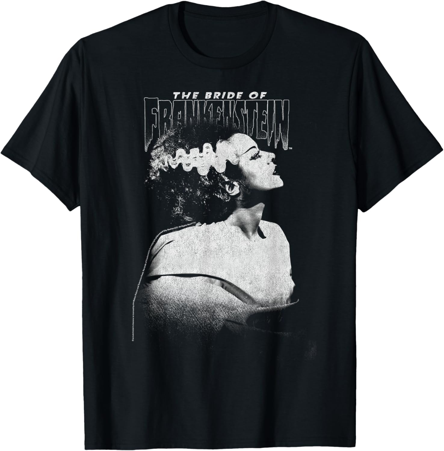 Universal Monsters Bride of Frankenstein Dark Portrait T-Shirt for Fans - 3