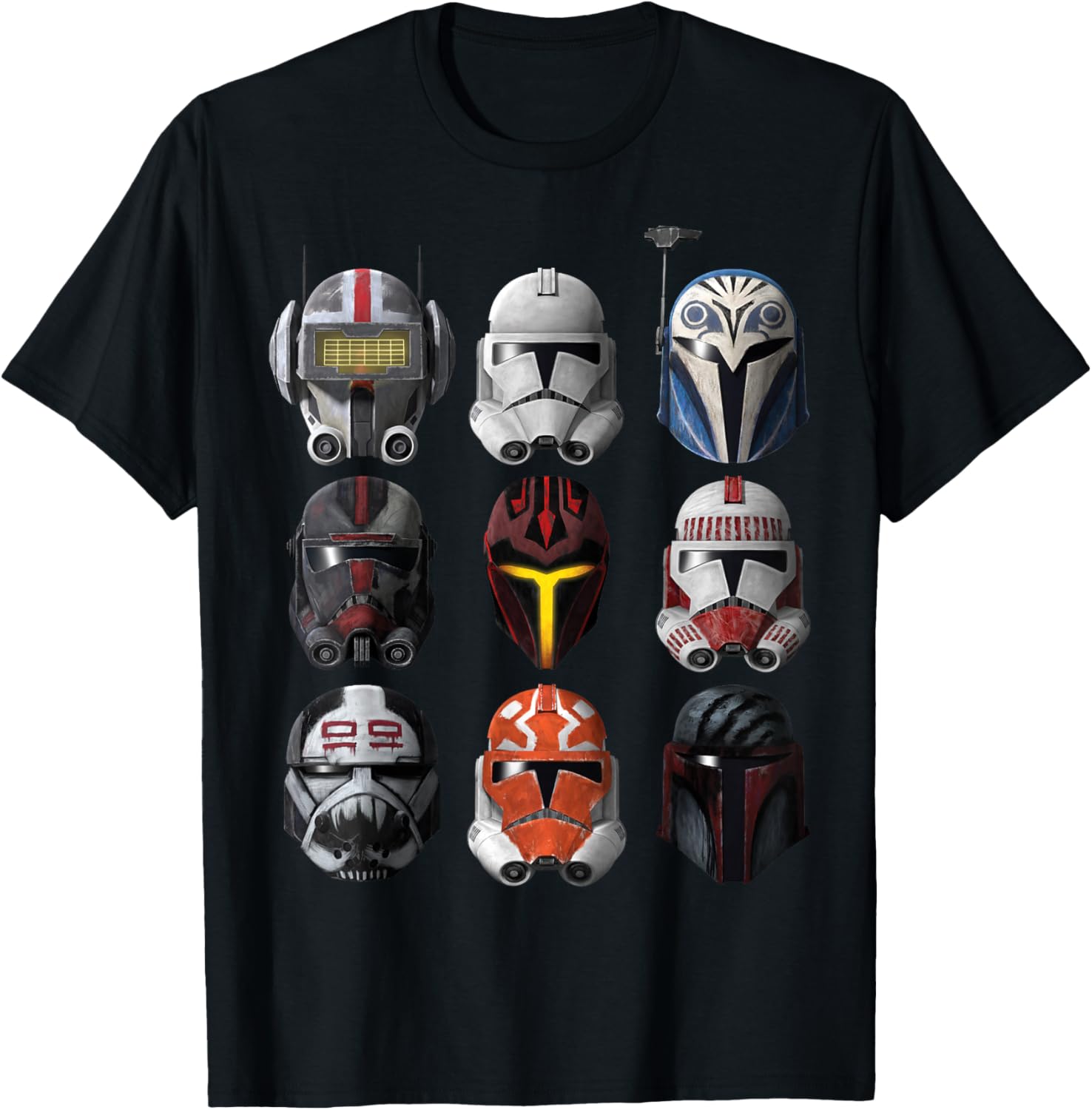 Star Wars Clone Wars Helmets T-Shirt for Fans and Collectors - 6