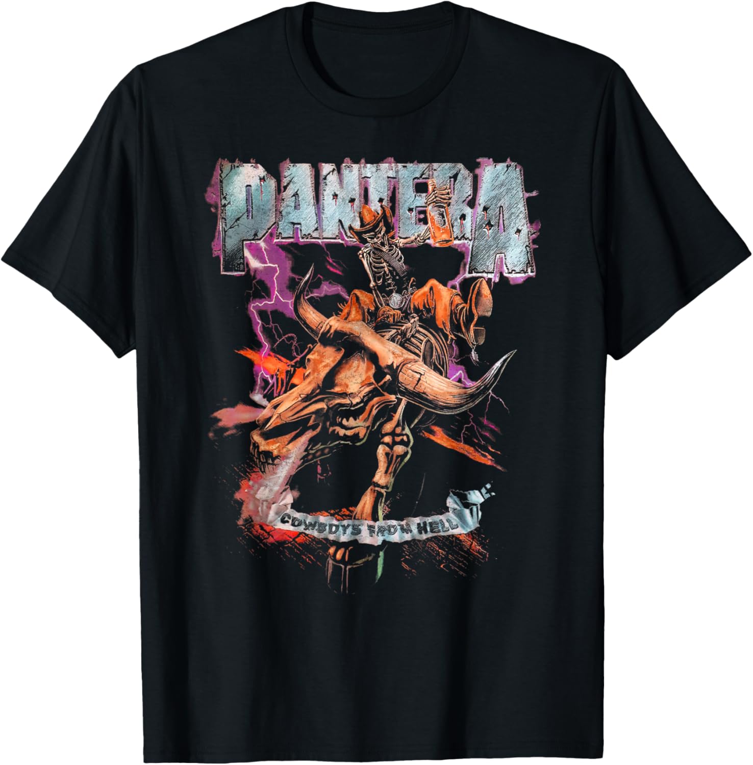 Pantera Cowboys From Hell Skeleton Short Sleeve T-Shirt for Fans - 1