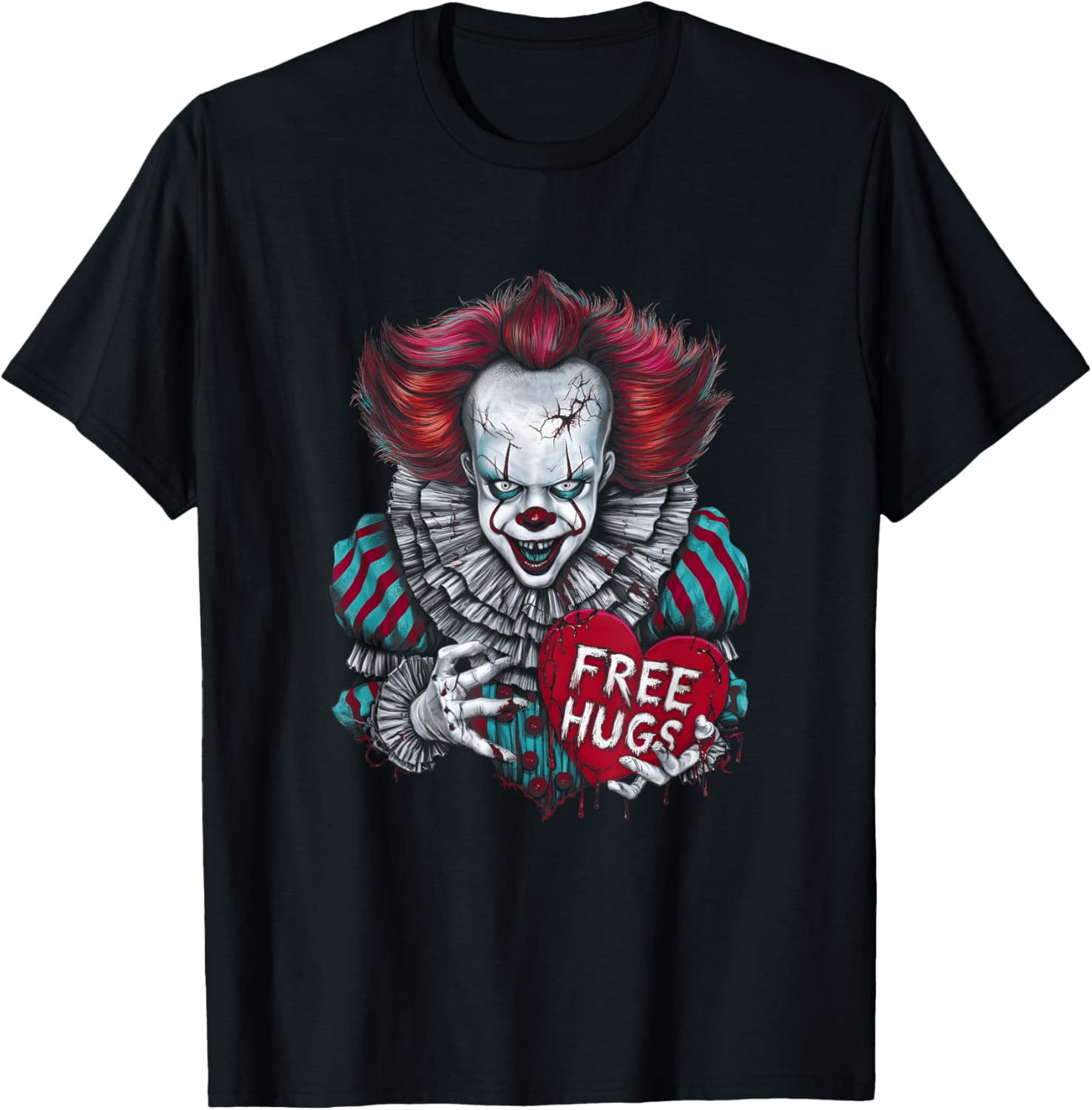 Free Hugs Scary Clown Halloween T-Shirt for Fun and Spooky Style - 1