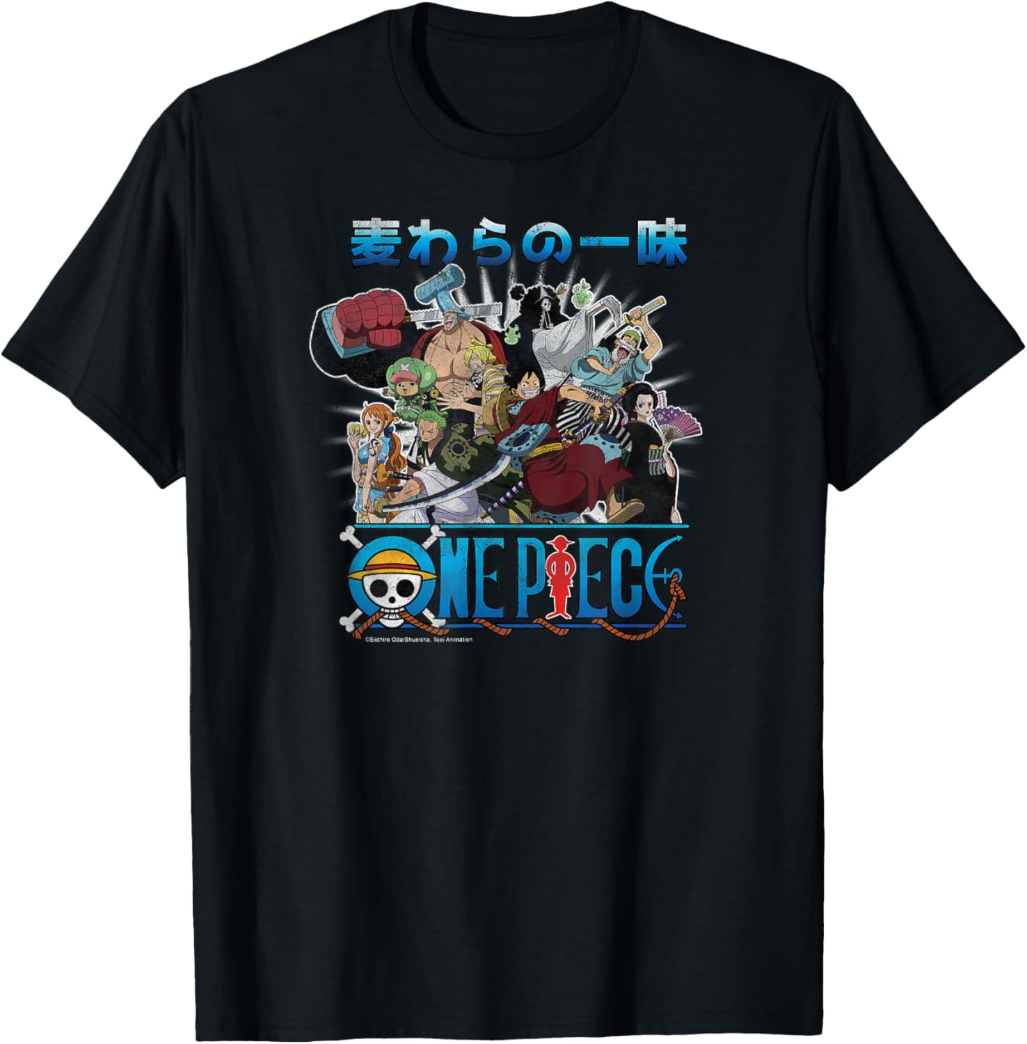 One Piece Retro Straw Hat Crew Cast Collage T-Shirt for Anime Fans - 2