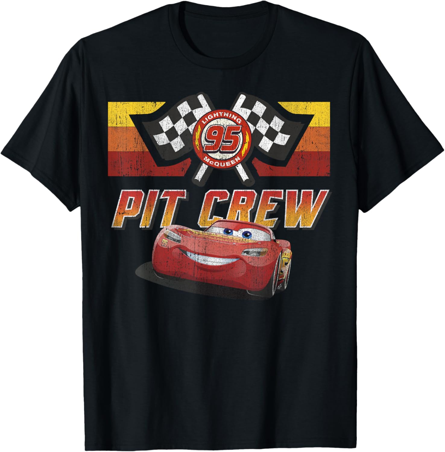 Disney Pixar Cars McQueen Red Distressed T-Shirt for Kids and Adults - 6